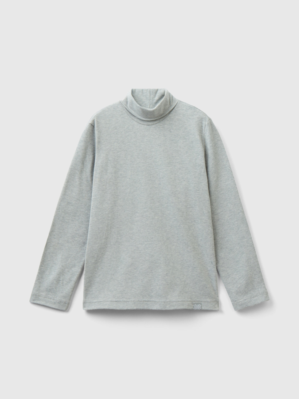 Benetton, Long Sleeve Turtleneck T-shirt, Light Gray, Kids