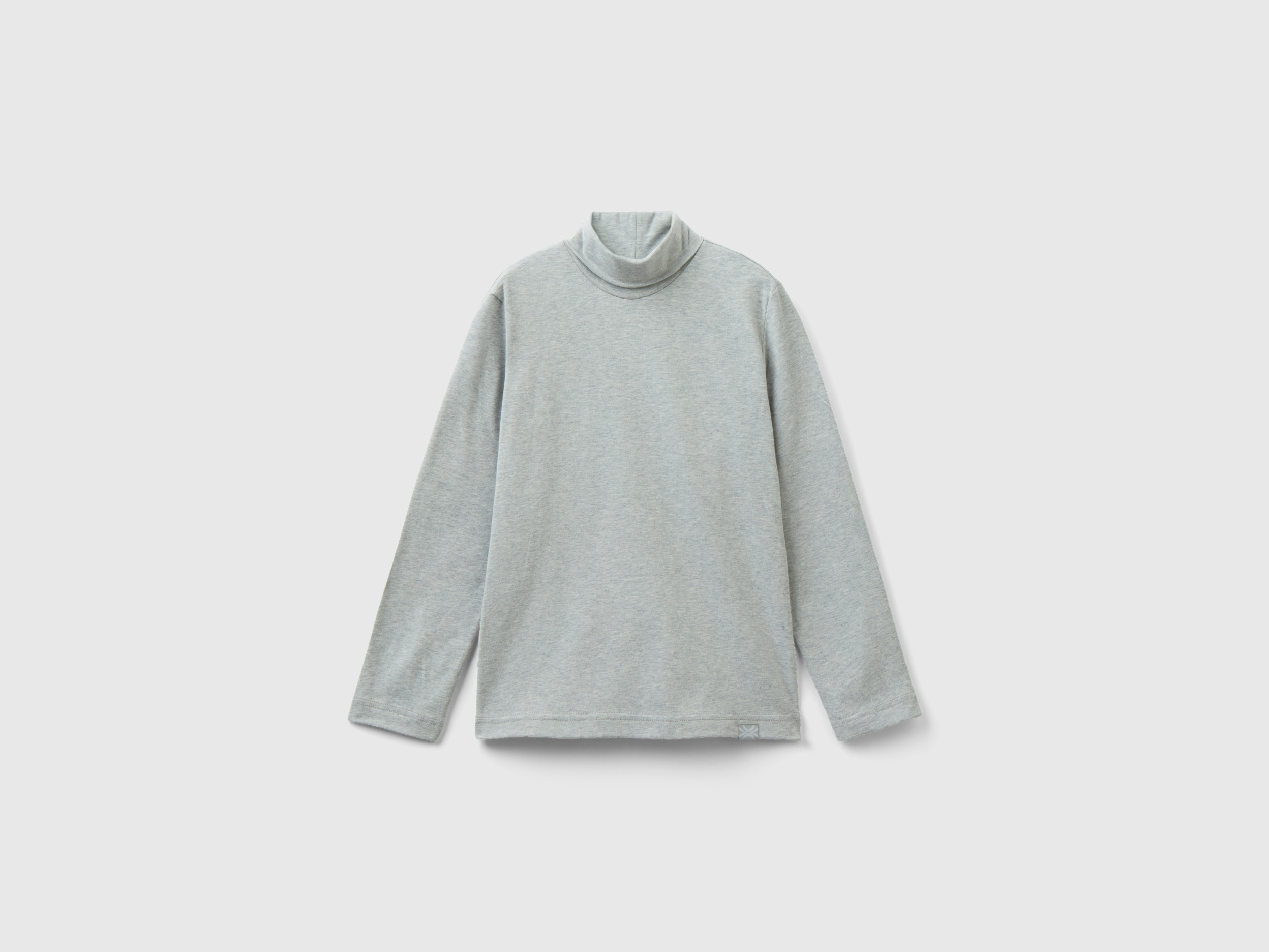 Benetton, Long Sleeve Turtleneck T-shirt, size 2XL, Light Gray, Kids