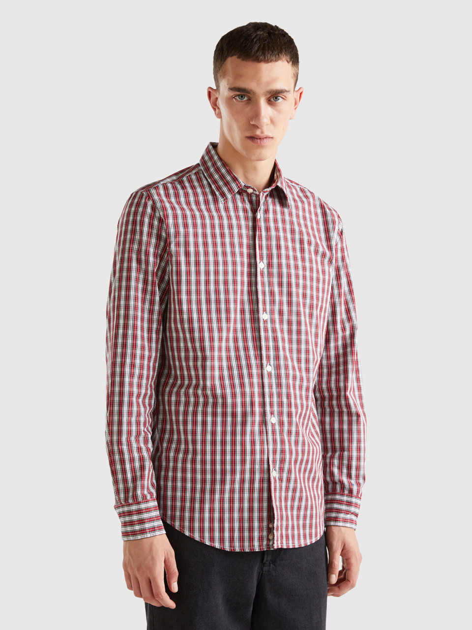 Benetton, 100% Organic Cotton Patterned Shirt, Multi-color, Men