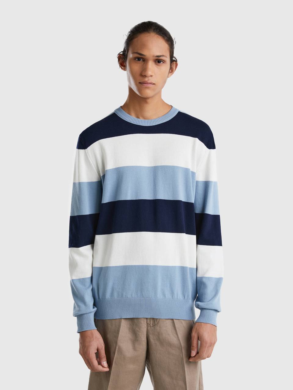 Benetton striped 100% cotton sweater. 1