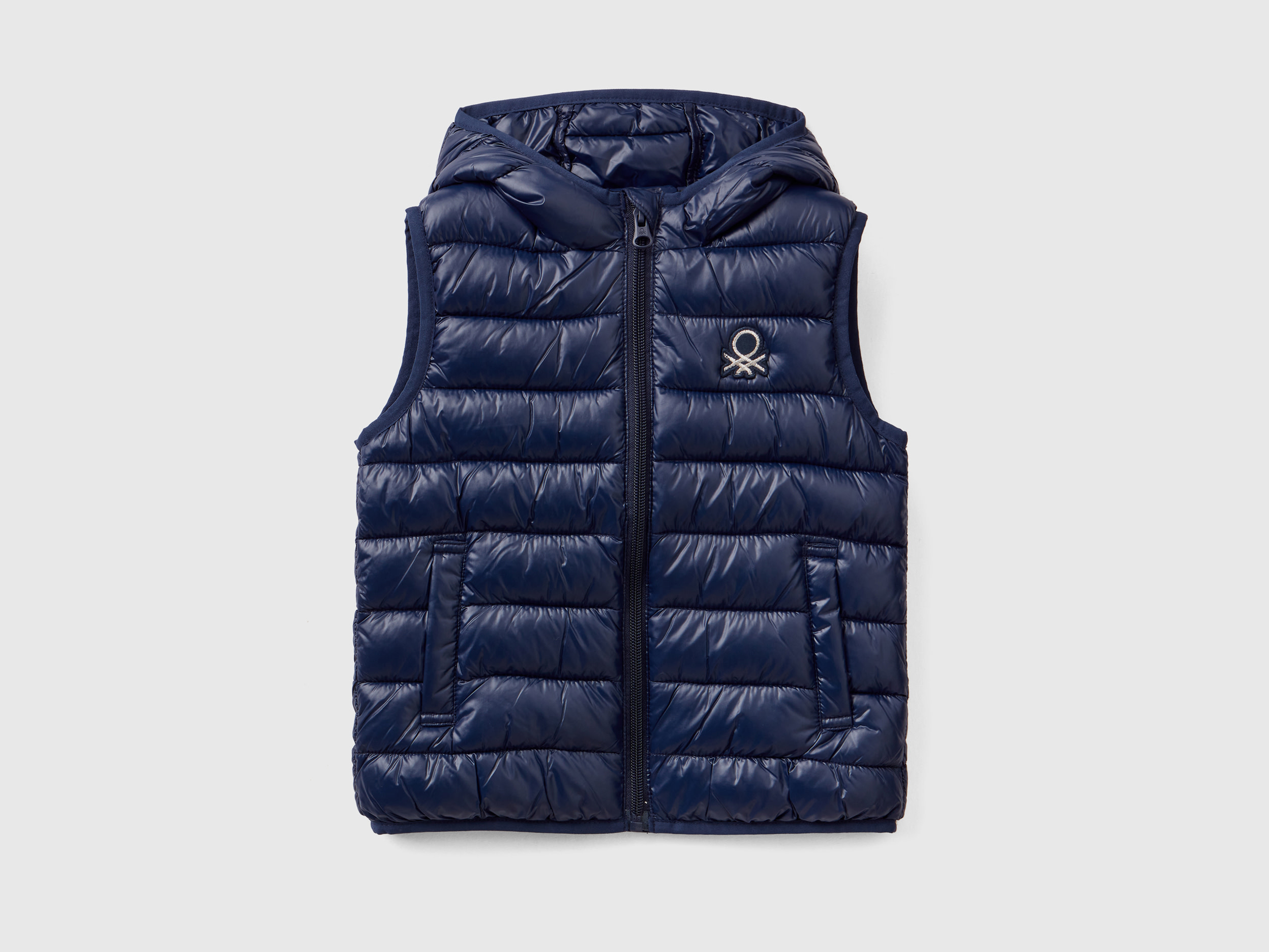 Benetton, Padded Jacket With Hood, size 18-24, Dark Blue, Kids