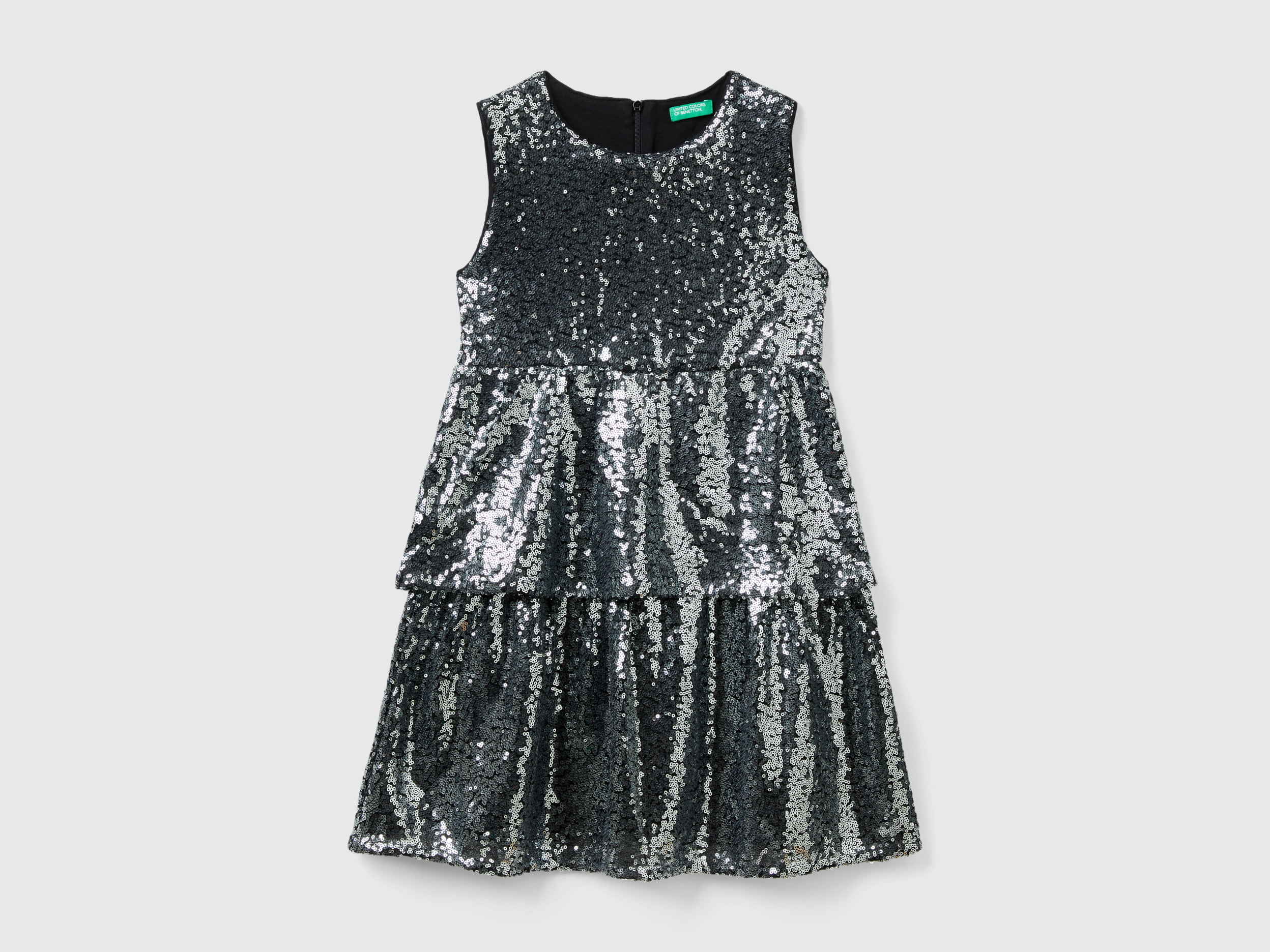 Benetton, Dress With Sequins, size 3XL, Black, Kids