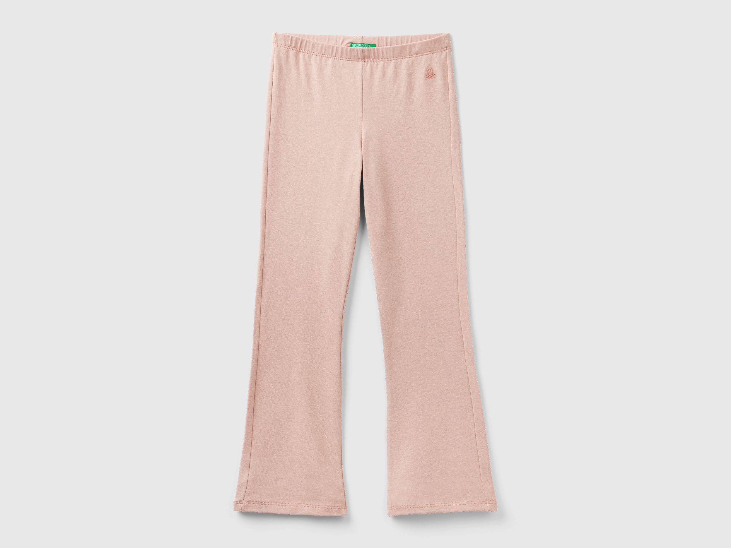 Benetton, Flared Leggings In Stretch Cotton, size S, Nude, Kids