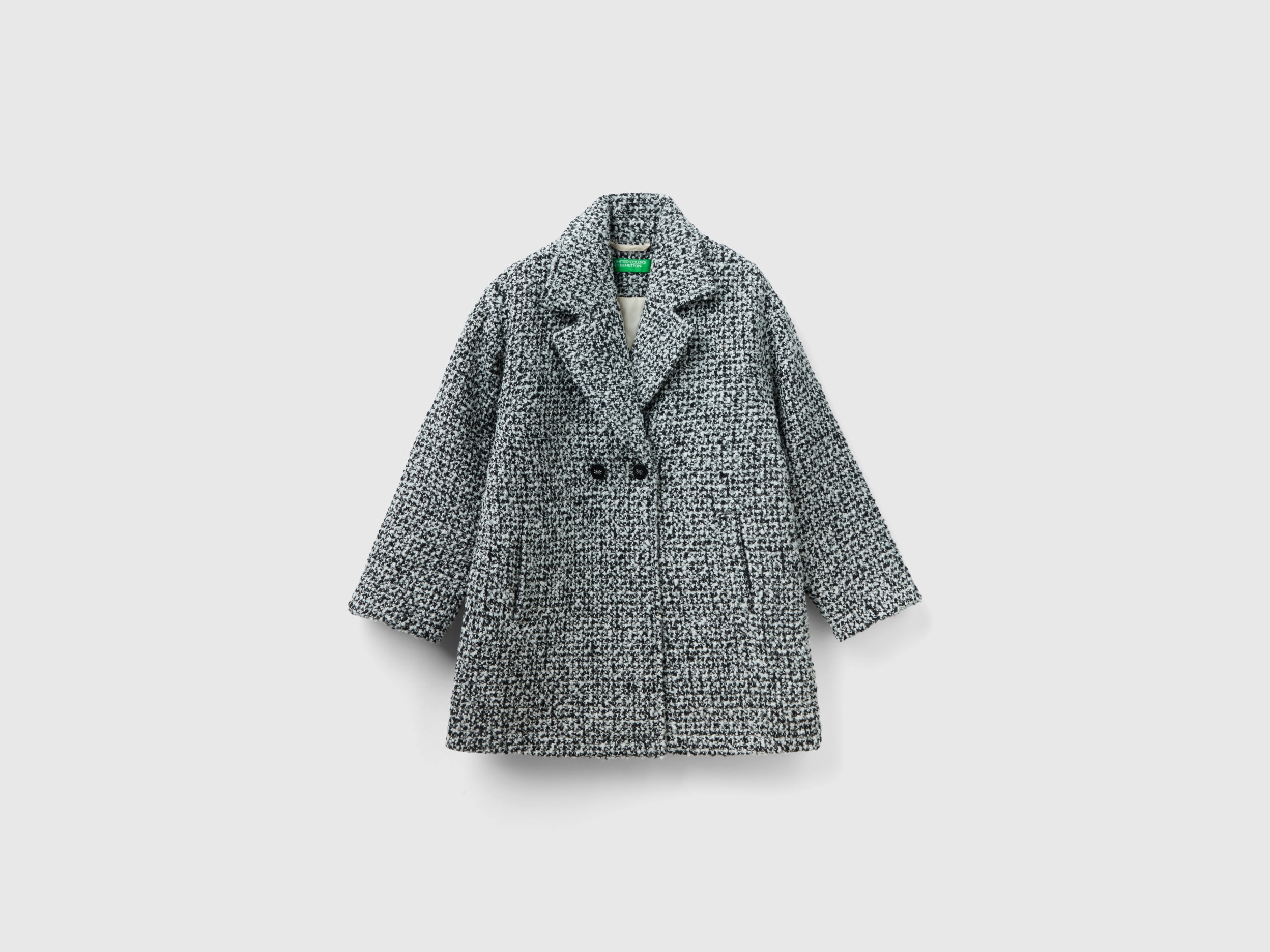 Benetton, Double-breasted Tweed Coat, size M, Gray, Kids