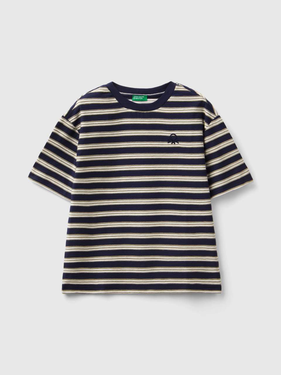 Benetton, Oversized Striped T-shirt, Dark Blue, Kids