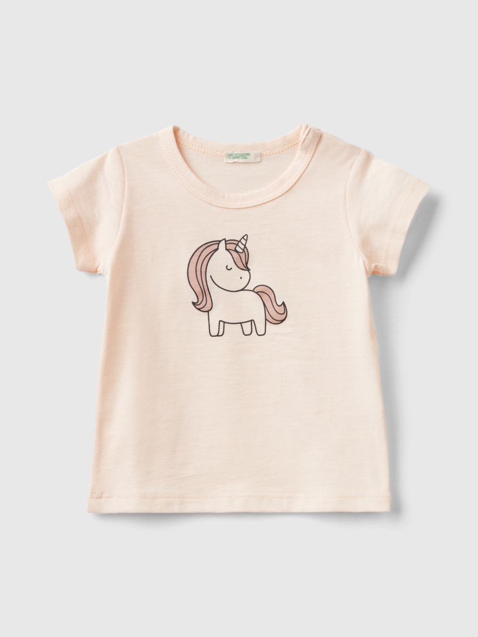 Benetton, Short Sleeve T-shirt In Organic Cotton, Peach, Kids