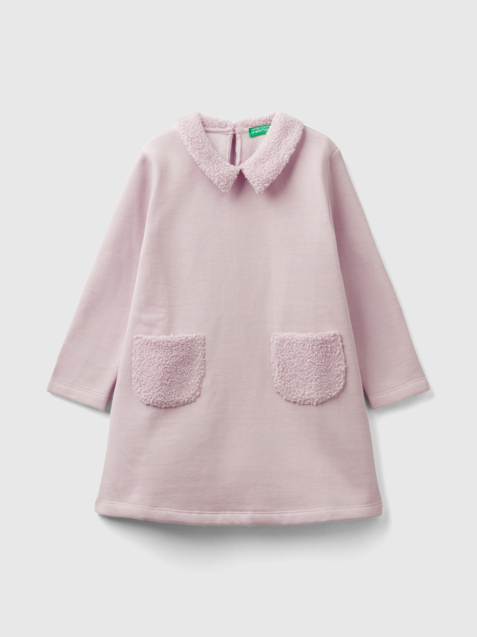 Benetton, Vestido Em Mistura De Algodão Quente, Rosa Pink, Crianças