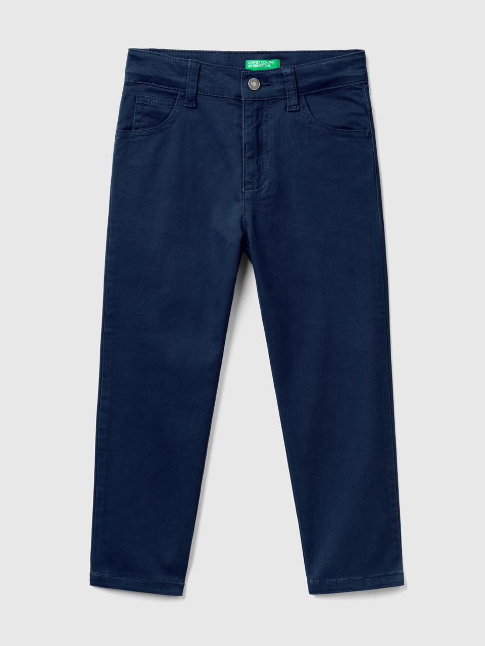 Benetton, Five-pocket Stretch Trousers, Dark Blue, Kids