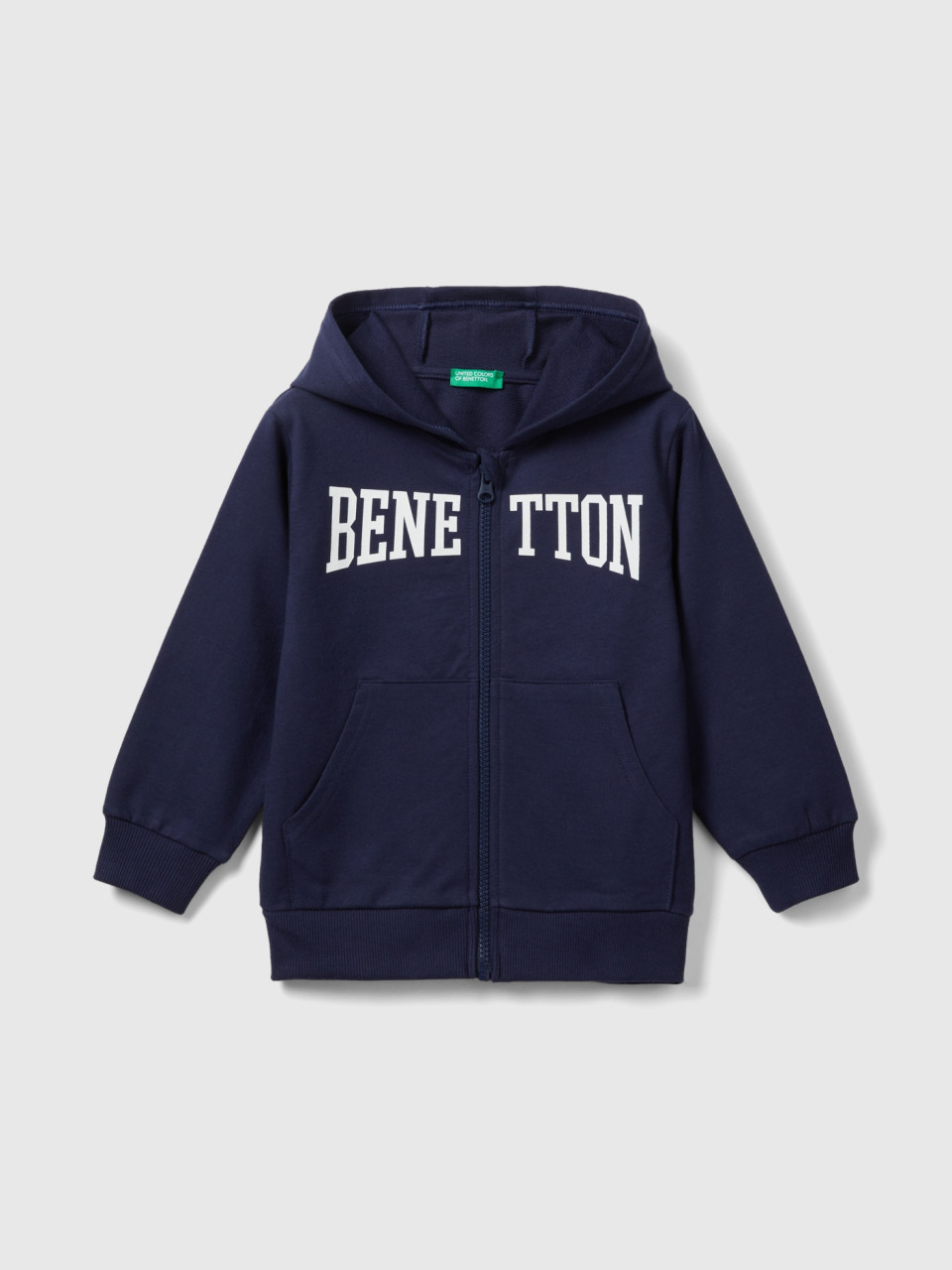 Benetton, Lightweight Sweatshirt With Zip, Dark Blue, Kids