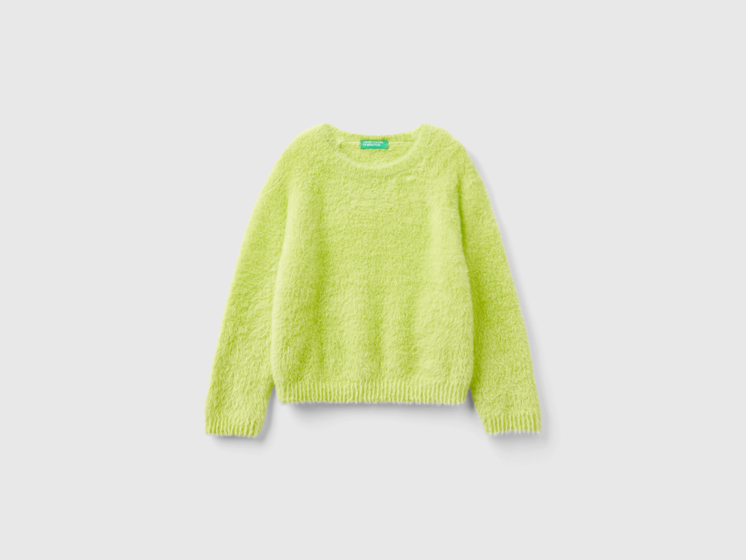 Benetton, Sweater With Faux Fur, size 3-4, Lime, Kids