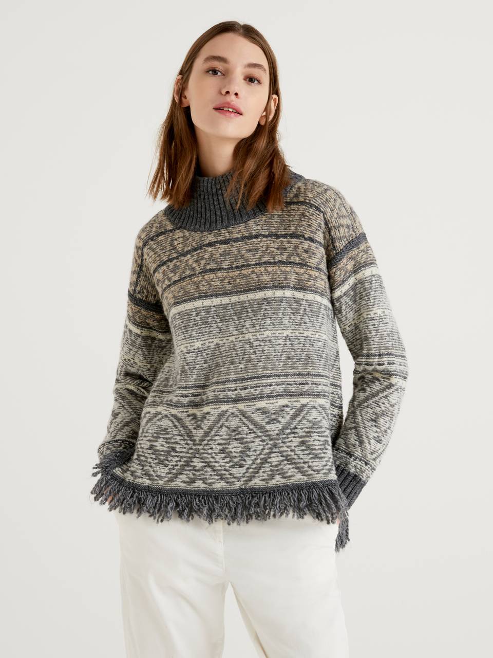 Benetton Reversible sweater with jacquard knit. 1