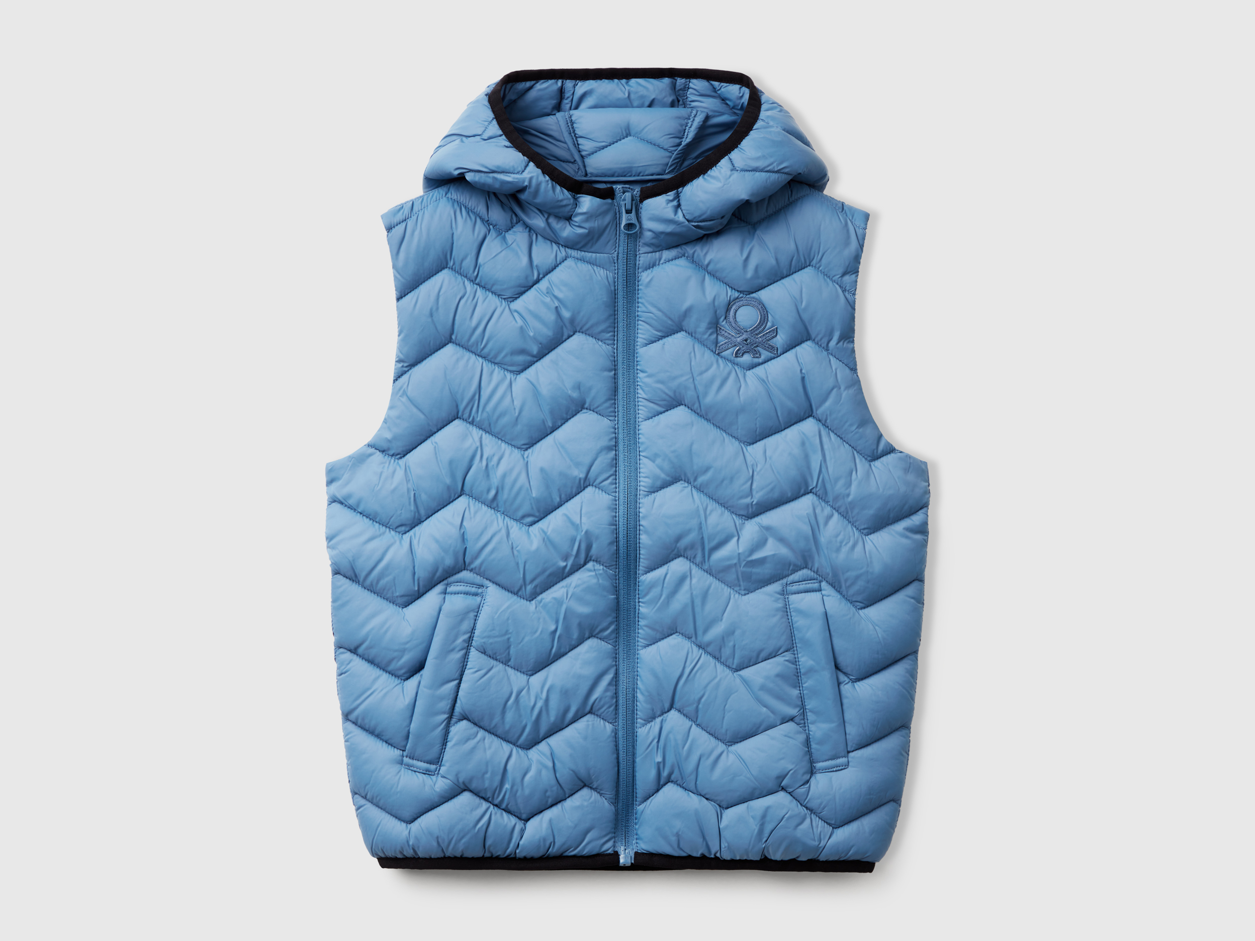 Benetton, Wattierte Weste Mit Kapuze, size 2XL, Hellblau, male