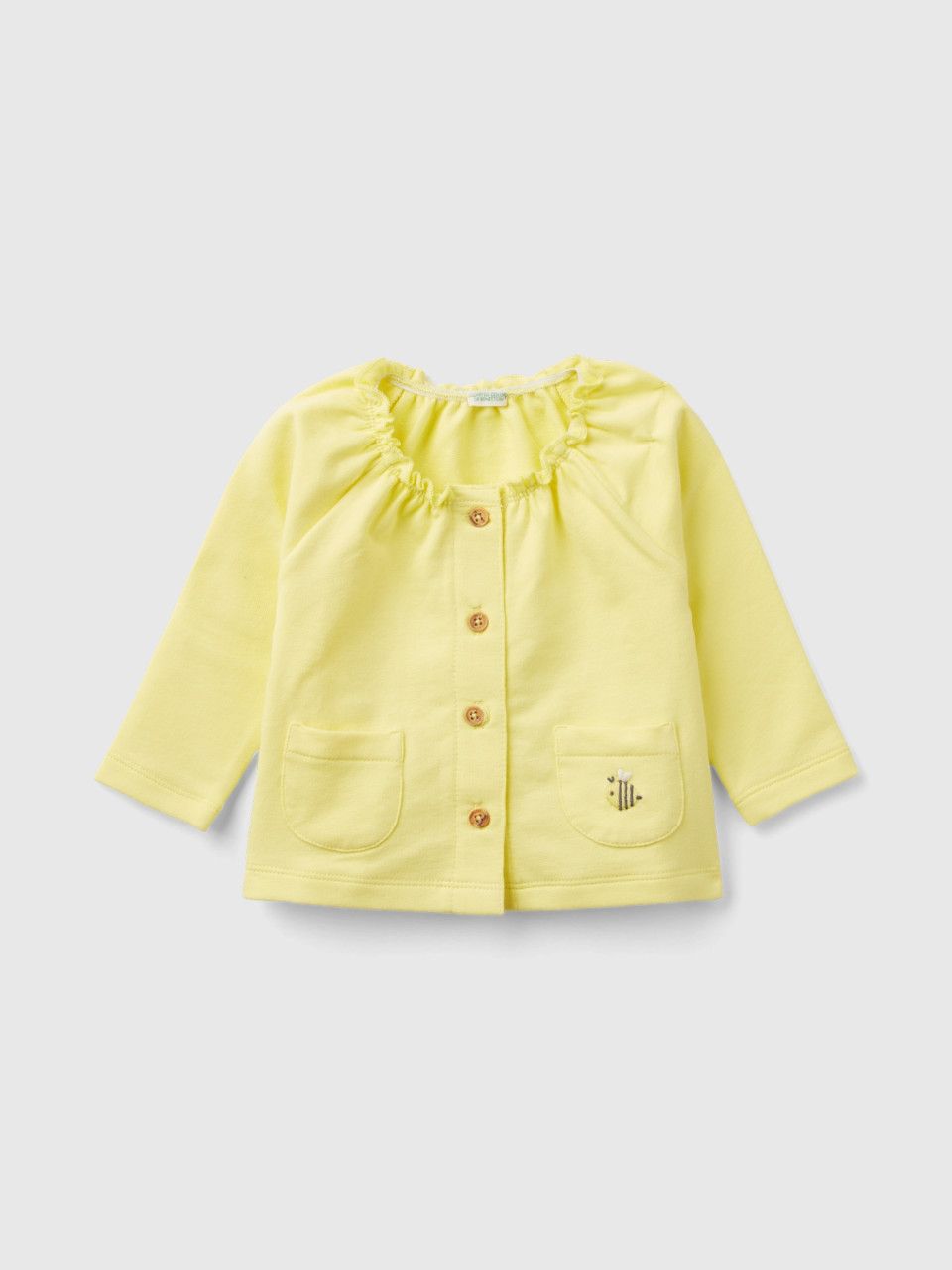 Benetton, Sweatshirt In Stretch Organic Cotton, Yellow, Kids