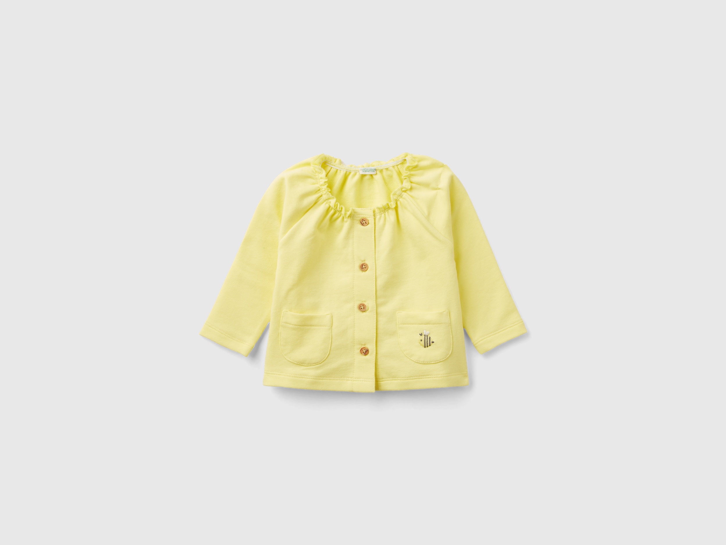 Image of Benetton, Sweatshirt In Stretch Organic Cotton, size 74, Yellow, Kids