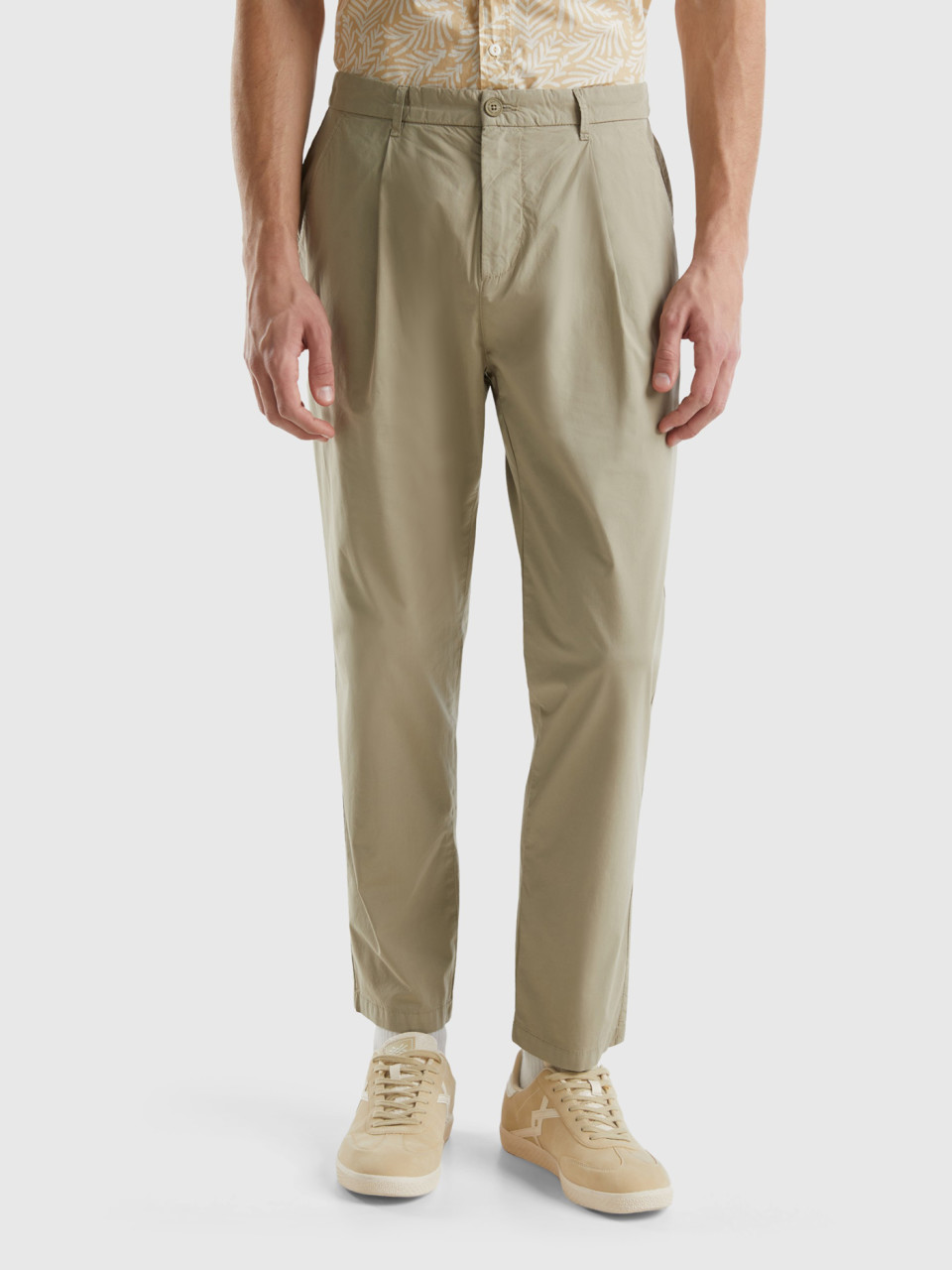 Benetton, Chino Coupe Carrot, Vert Clair, Homme