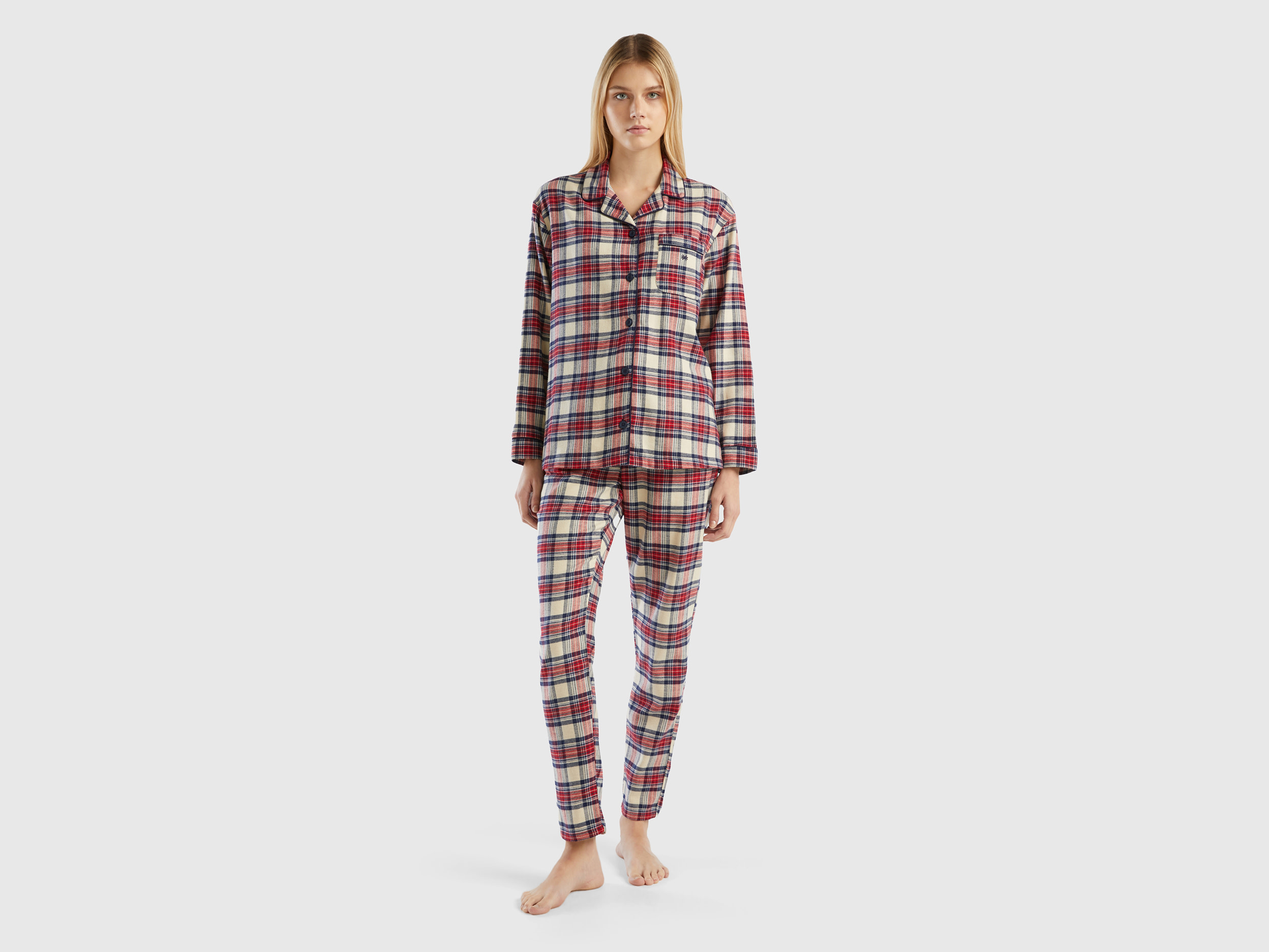 Benetton, Flannel Tartan Pyjamas, size S, Multi-color, Women