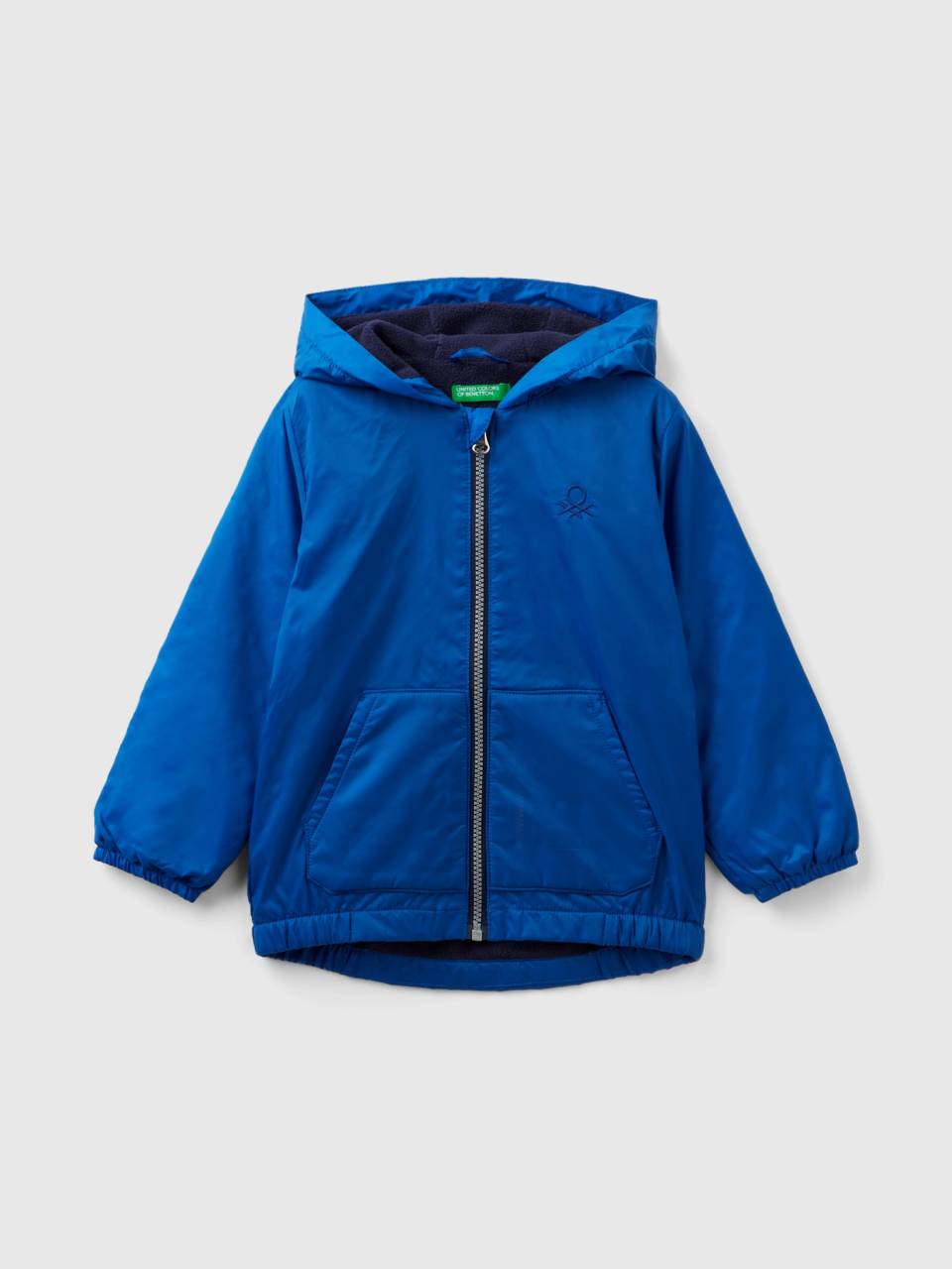 Jacket with oversized hood Bright Blue Benetton
