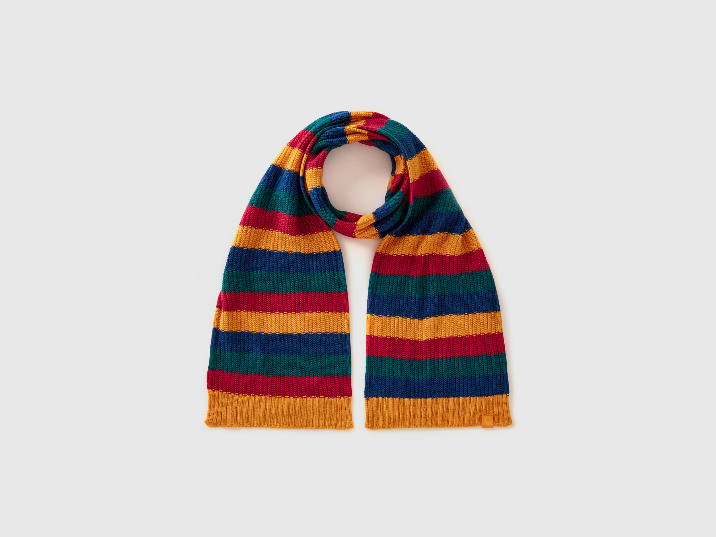 Benetton, Sciarpa In Maglia A Righe, Multicolore, Bambini