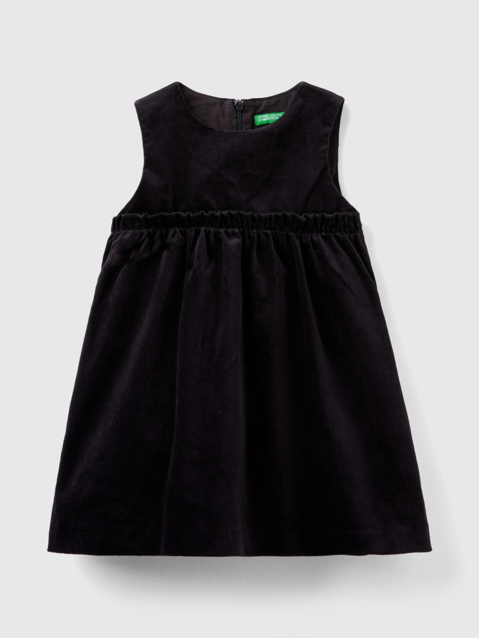 Benetton, Smooth Velvet Dress, Black, Kids