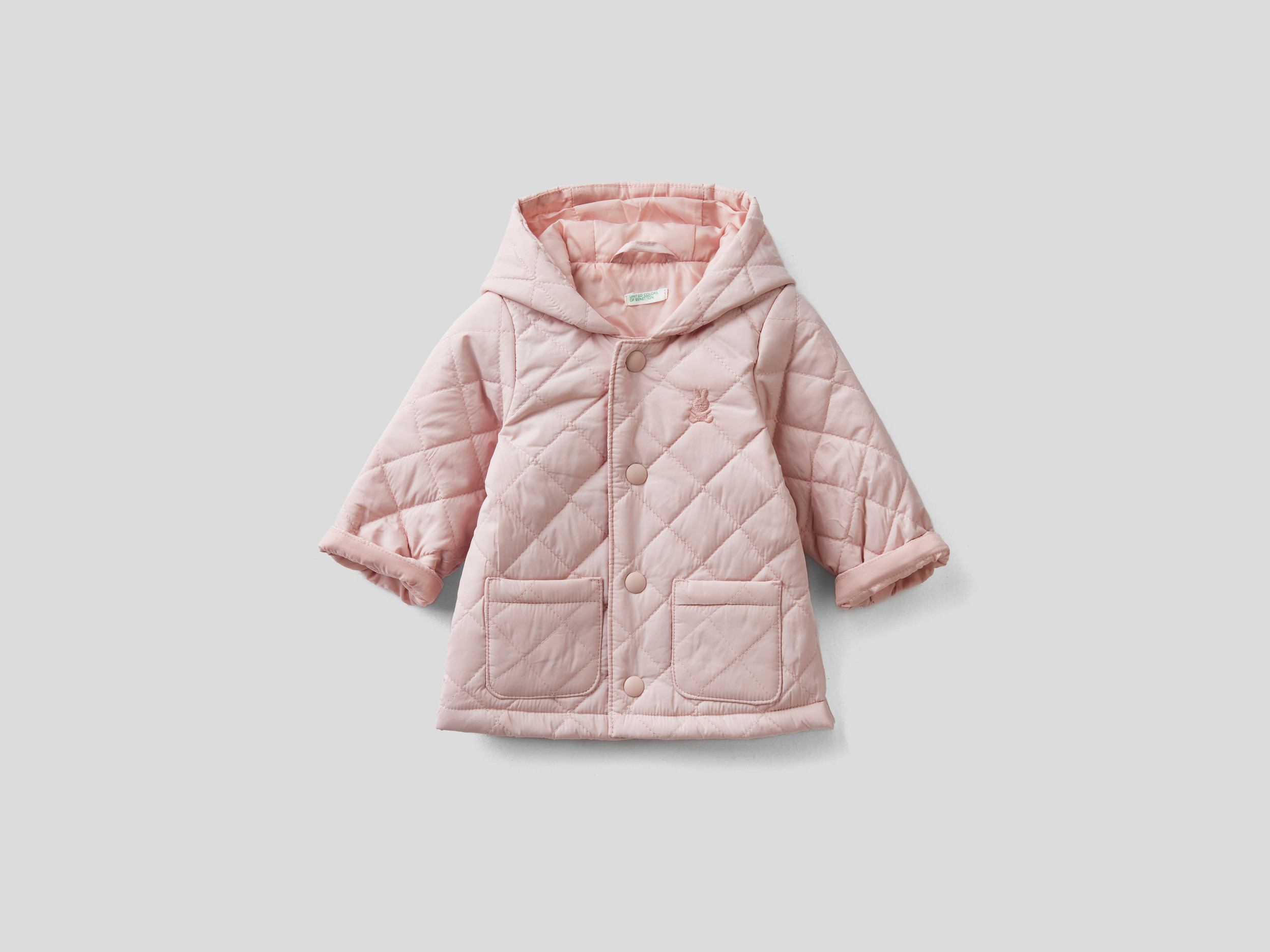 benetton, quilted jacket with hood, size 12-18, pink, kids