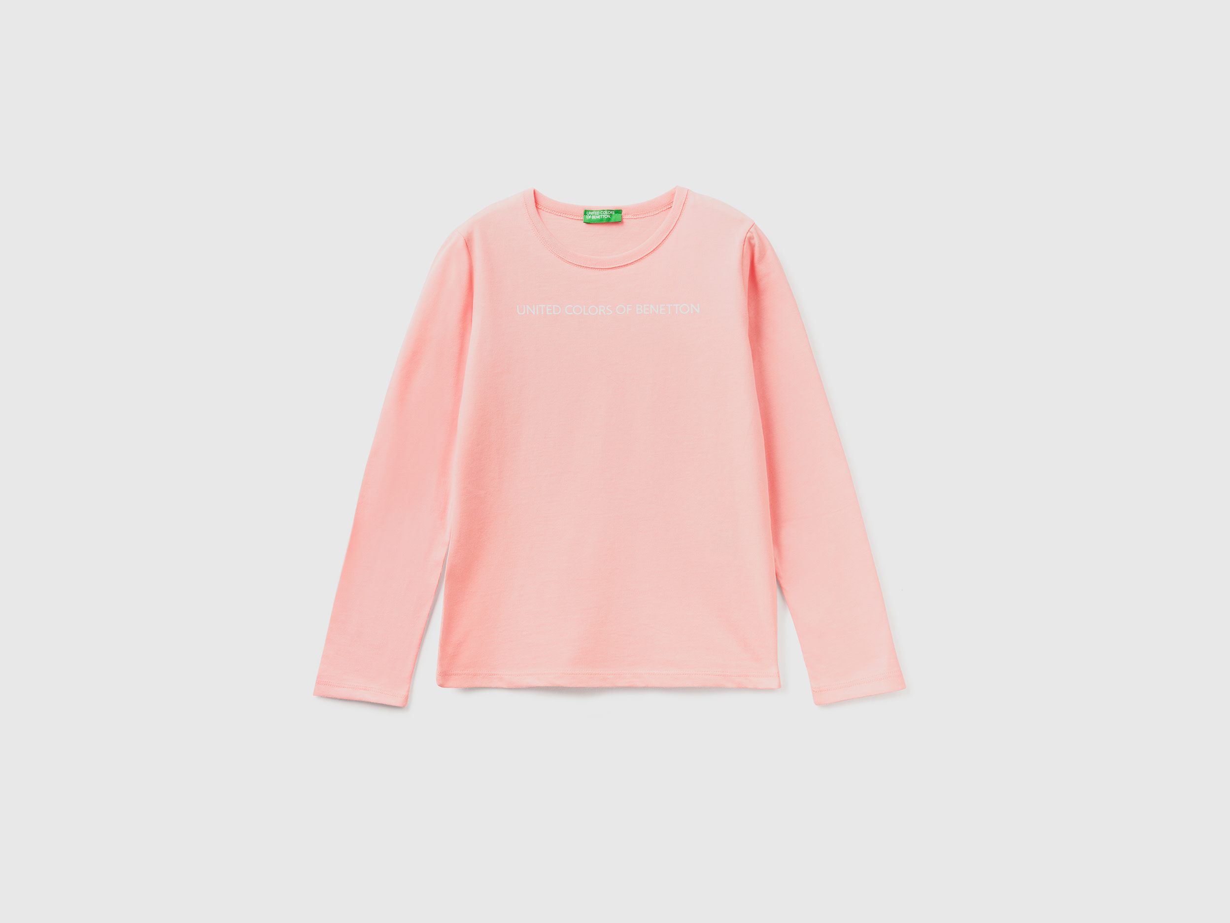 Benetton, Long Sleeve 100% Cotton T-shirt, size S, Pink, Kids