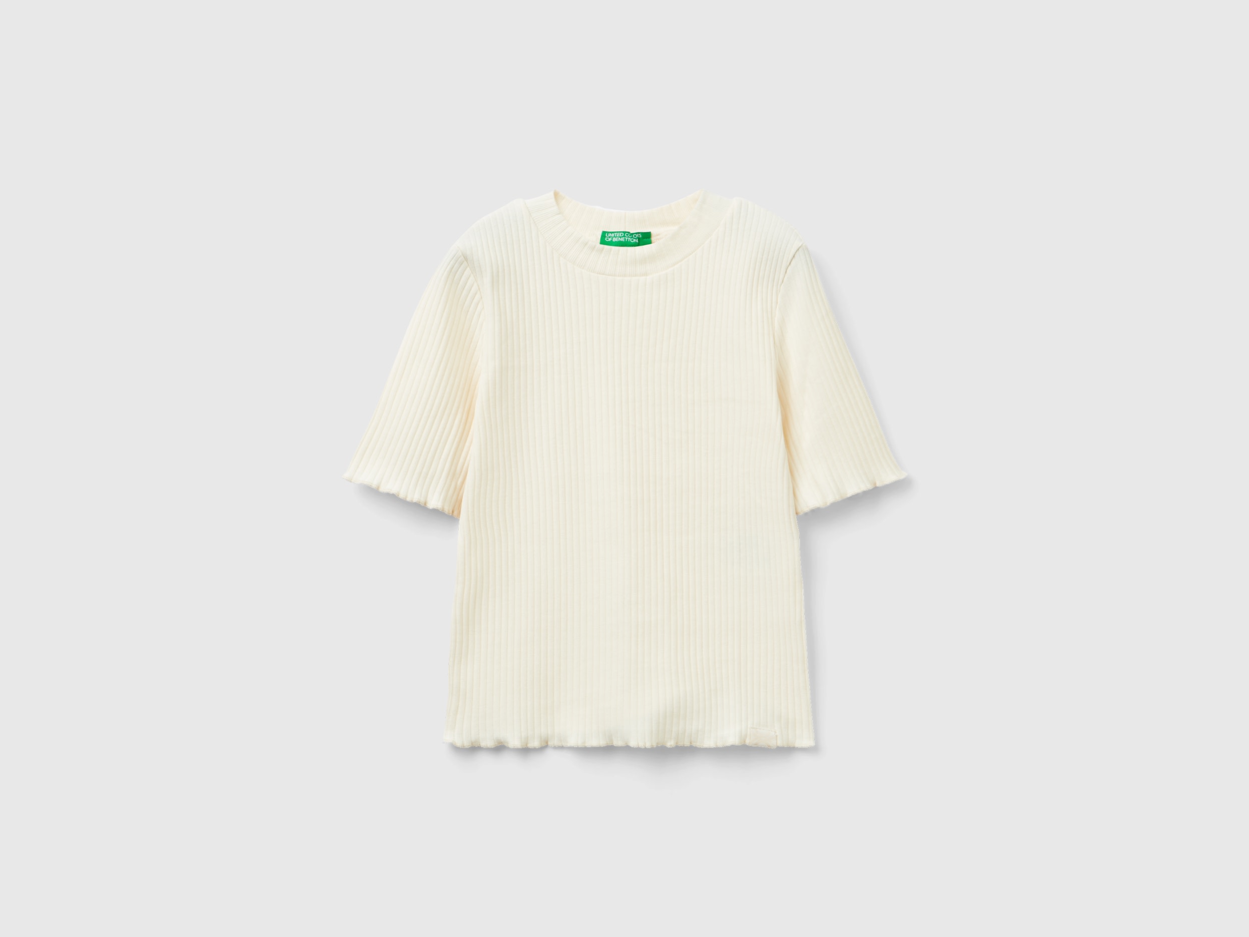 Benetton, Short Sleeve Turtleneck T-shirt, size 2XL, Creamy White, Kids