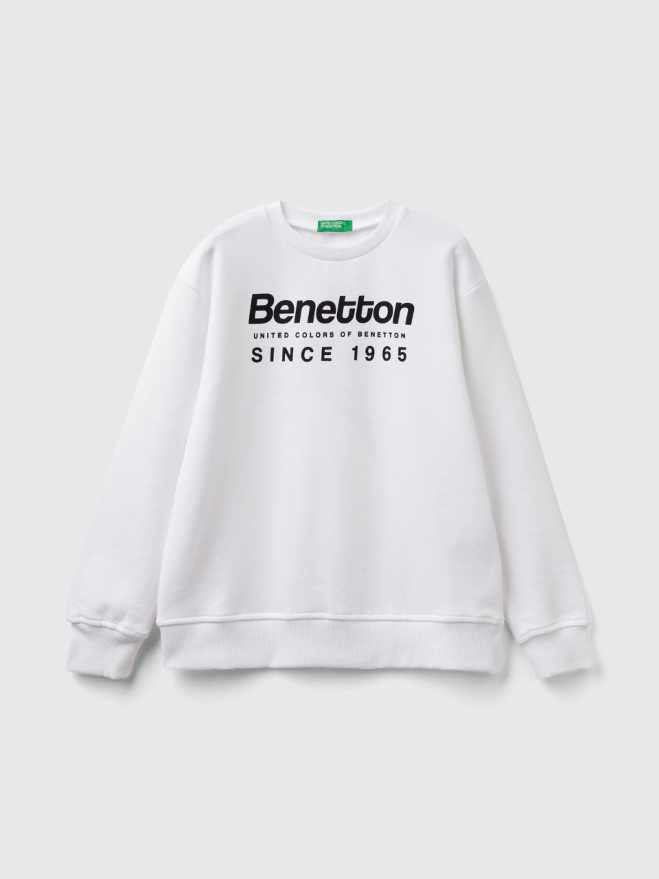 Benetton, Felpa Con Stampa Logo, Bianco, Bambini