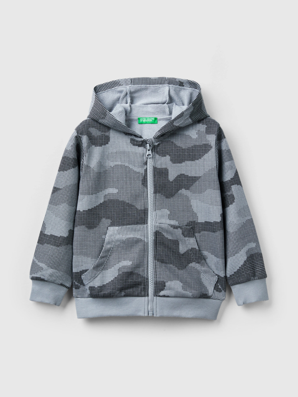 Benetton, Sweatshirt Mit Camouflage-print, Grau, male