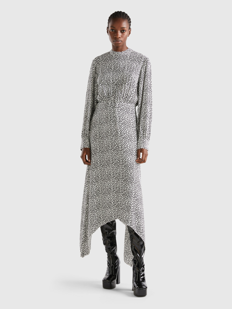 Benetton, Fließendes Kleid Mit Langen Ärmeln, Grün, female
