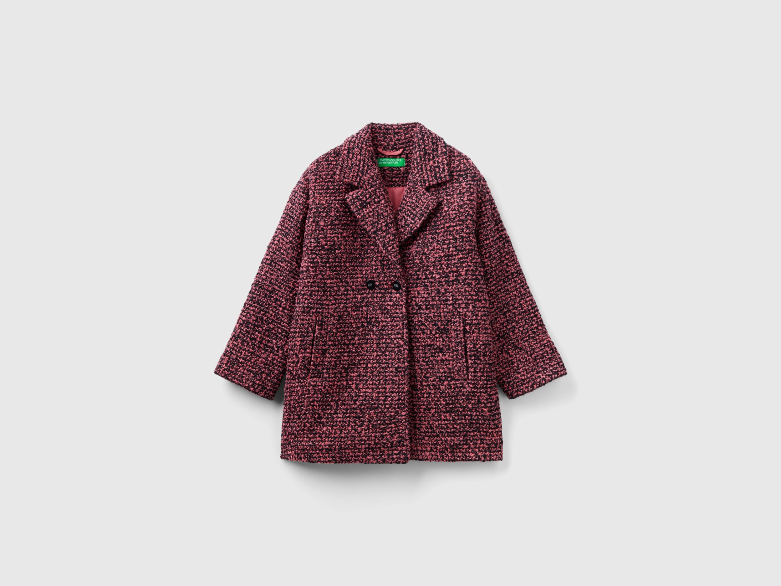 Benetton, Double-breasted Tweed Coat, size 2XL, Burgundy, Kids