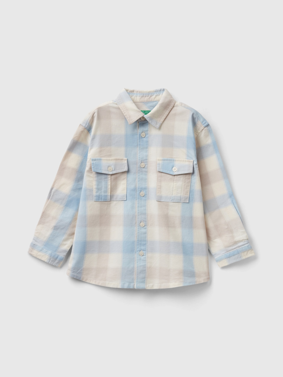 Benetton, Check Shirt In Stretch Cotton, Multi-color, Kids