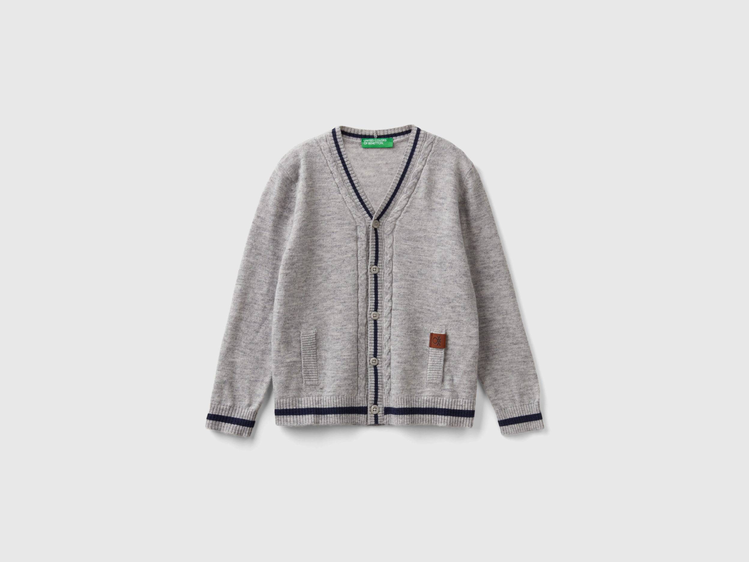 Benetton, Cardigan Mit V-ausschnitt, size 98, Dunkelgrau, male