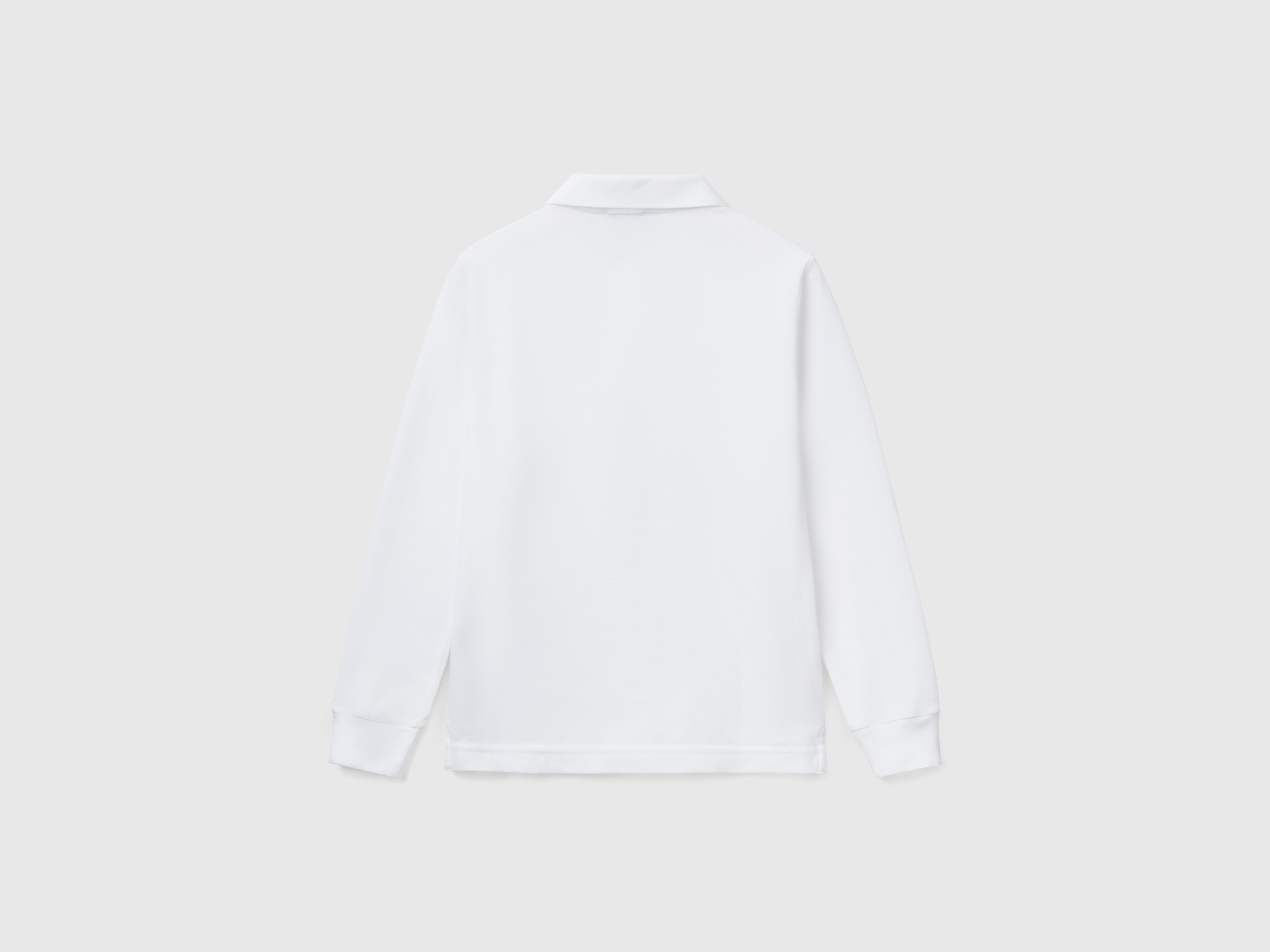 Benetton, Πόλο Μακρυμάνικο Από Βαμβακερό, size L, Λευκο, Παιδικά φωτογραφία