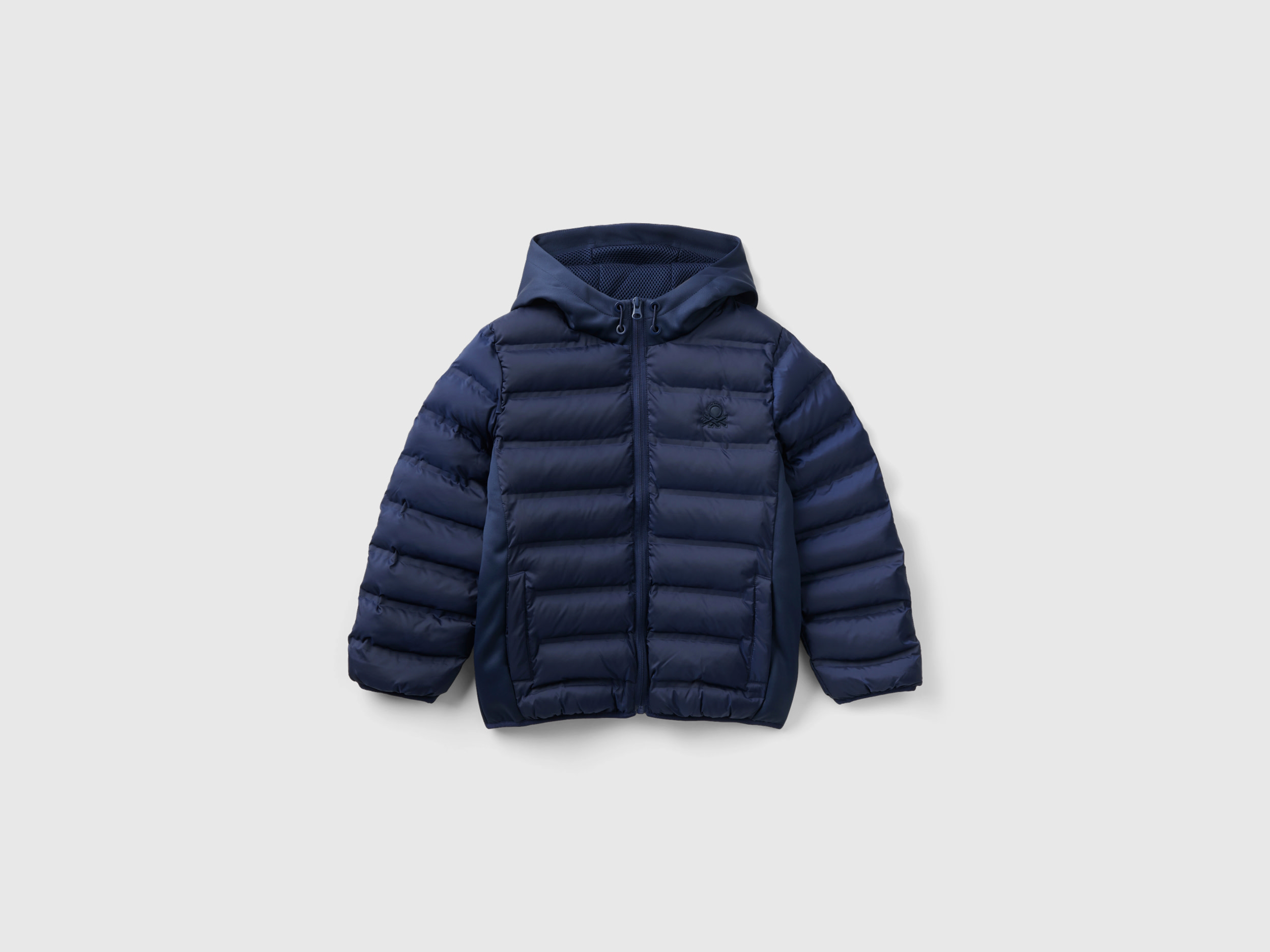 Benetton, Jacket With Neoprene Details, size L, Dark Blue, Kids