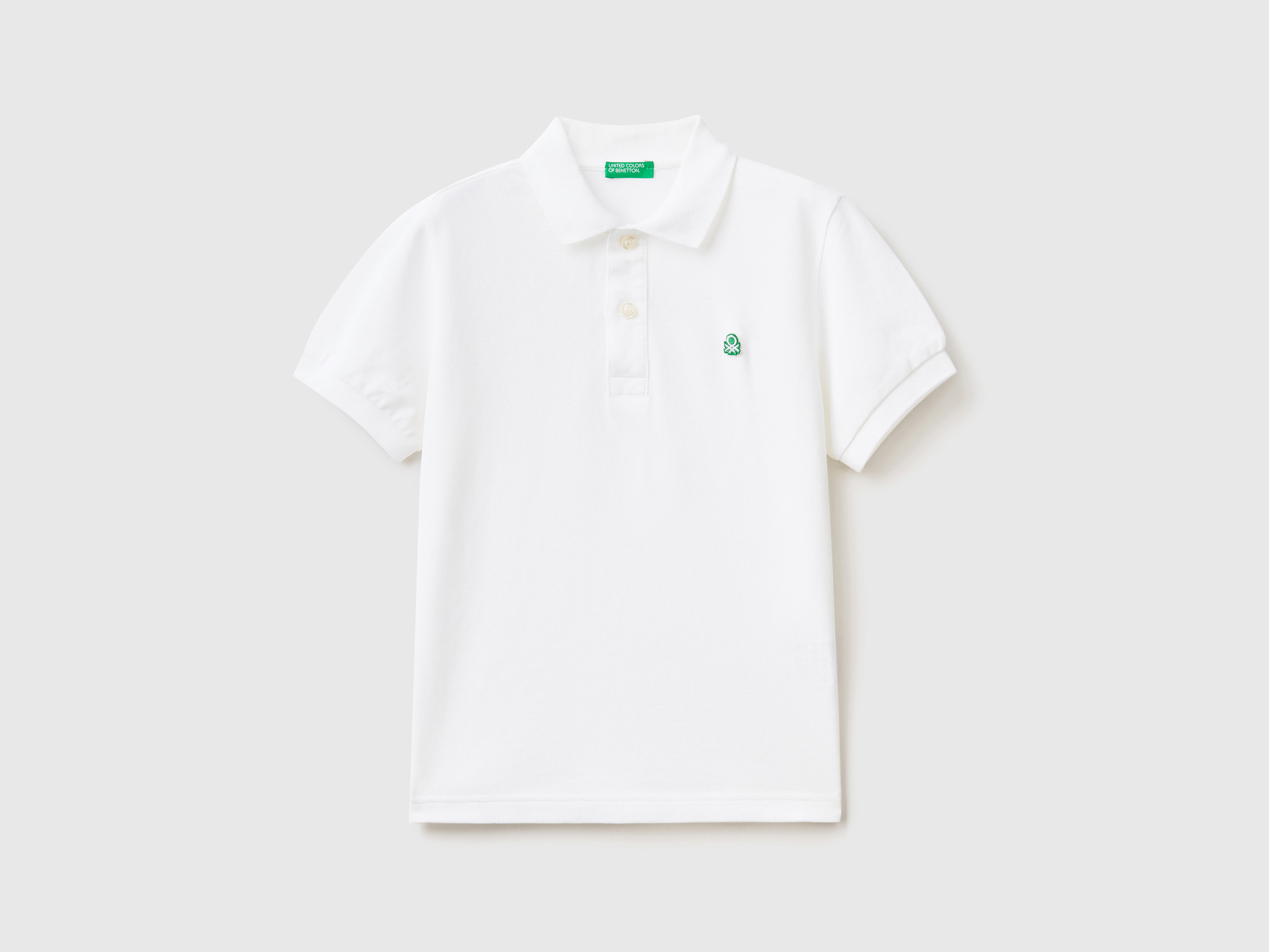 Image of Benetton, Slim Fit Polo In 100% Organic Cotton, size XL, White, Kids