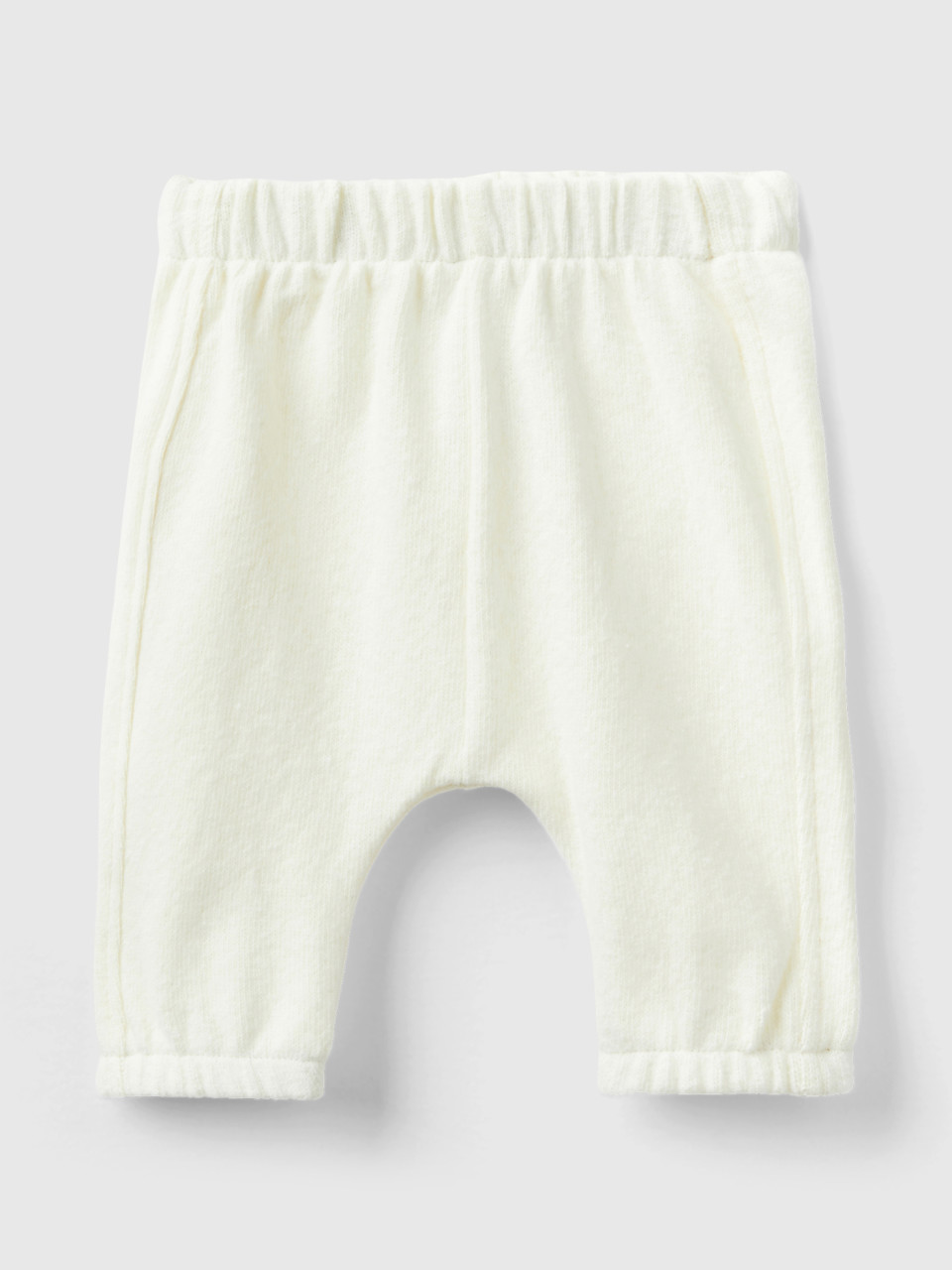 Benetton, Baggy Fit Trousers In Recycled Cotton Blend, Creamy White, Kids