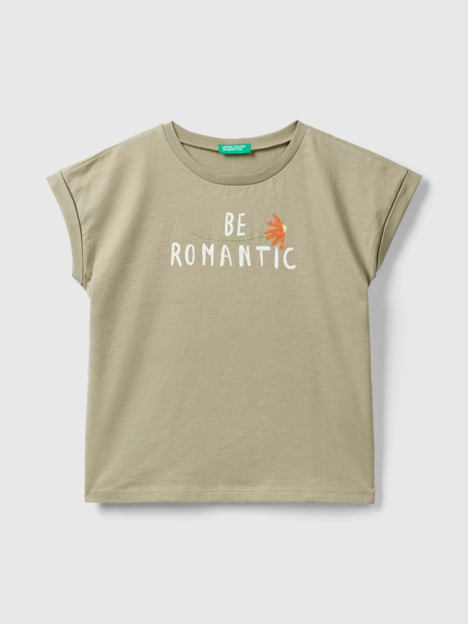 Benetton, Regular Fit T-shirt In Organic Cotton, Beige, Kids