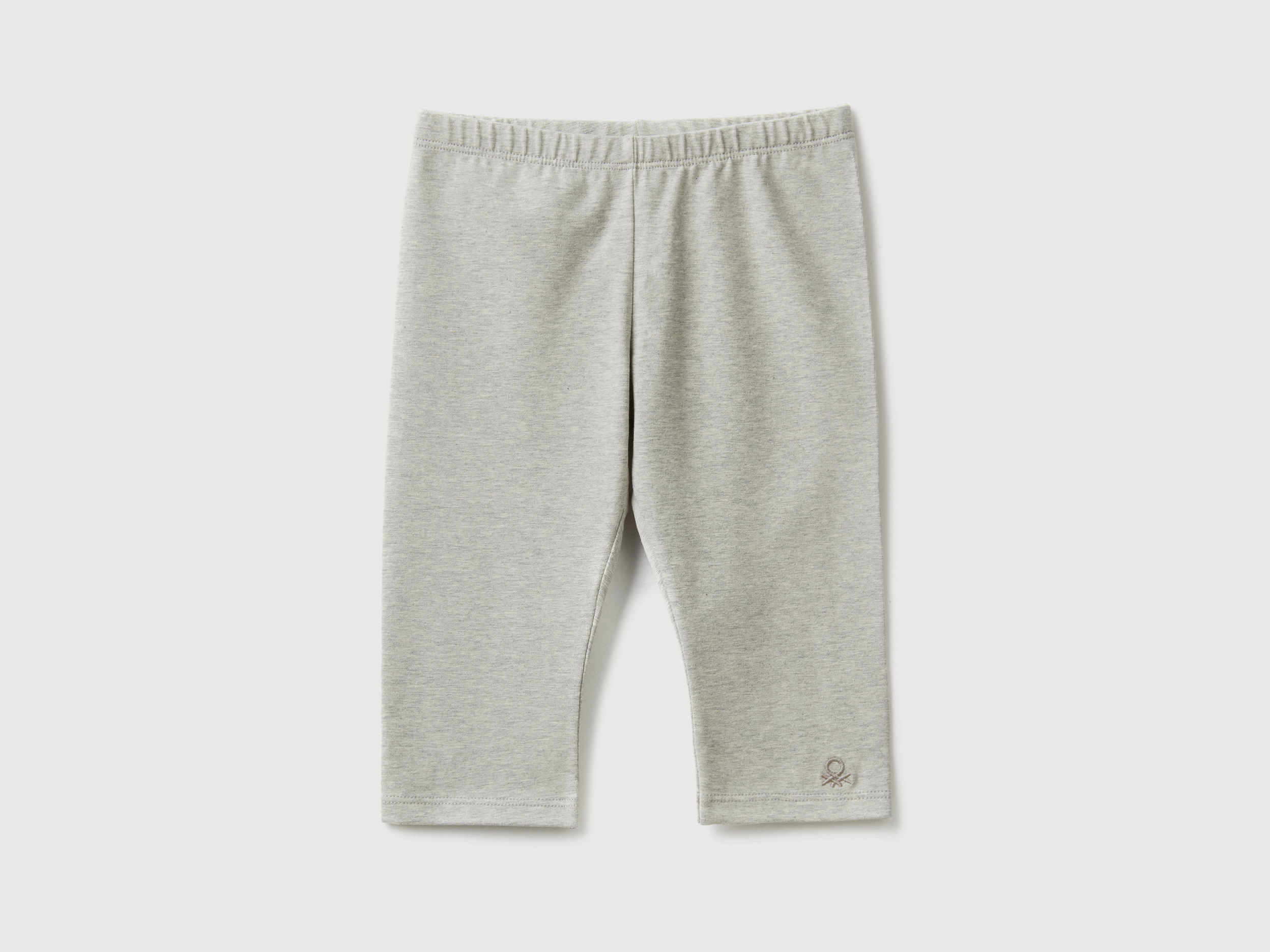 Benetton, 3/4 Leggings In Stretch Cotton, size 3-4, Light Gray, Kids