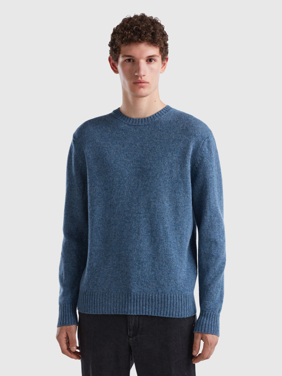 Benetton, Sweater In Shetland Wool, Air Force Blue, Men