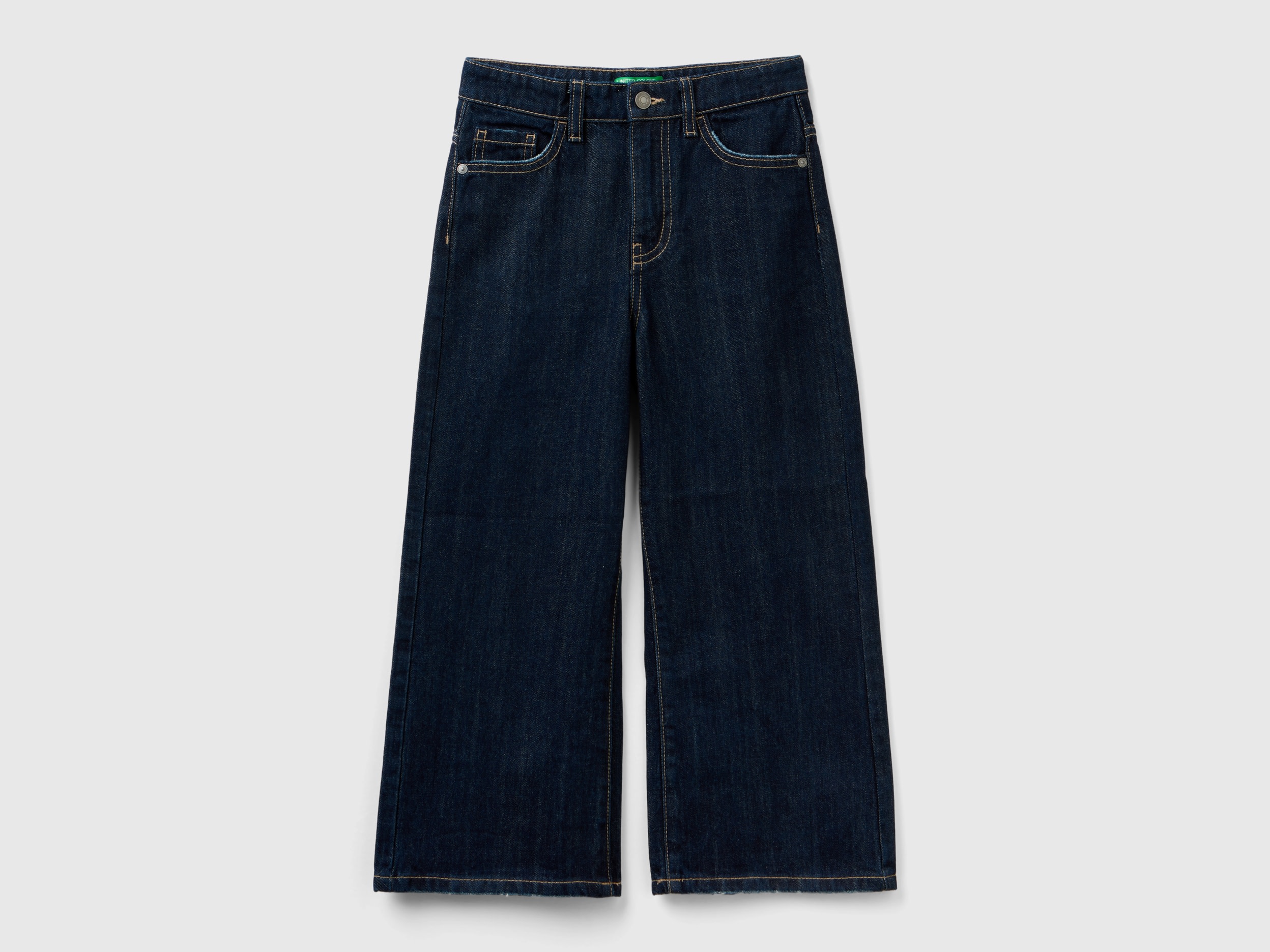 Benetton, Wide Fit High-waisted Jeans, size S, Dark Blue, Kids