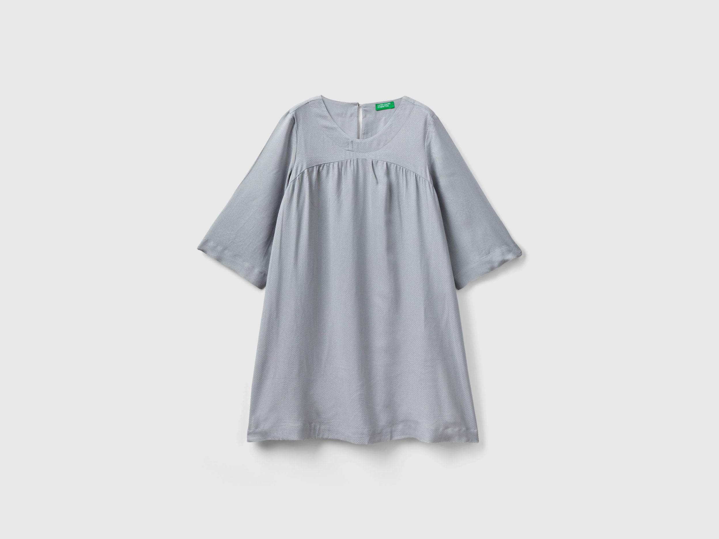 Benetton, Flowy Dress With Lurex, size 2XL, Light Gray, Kids