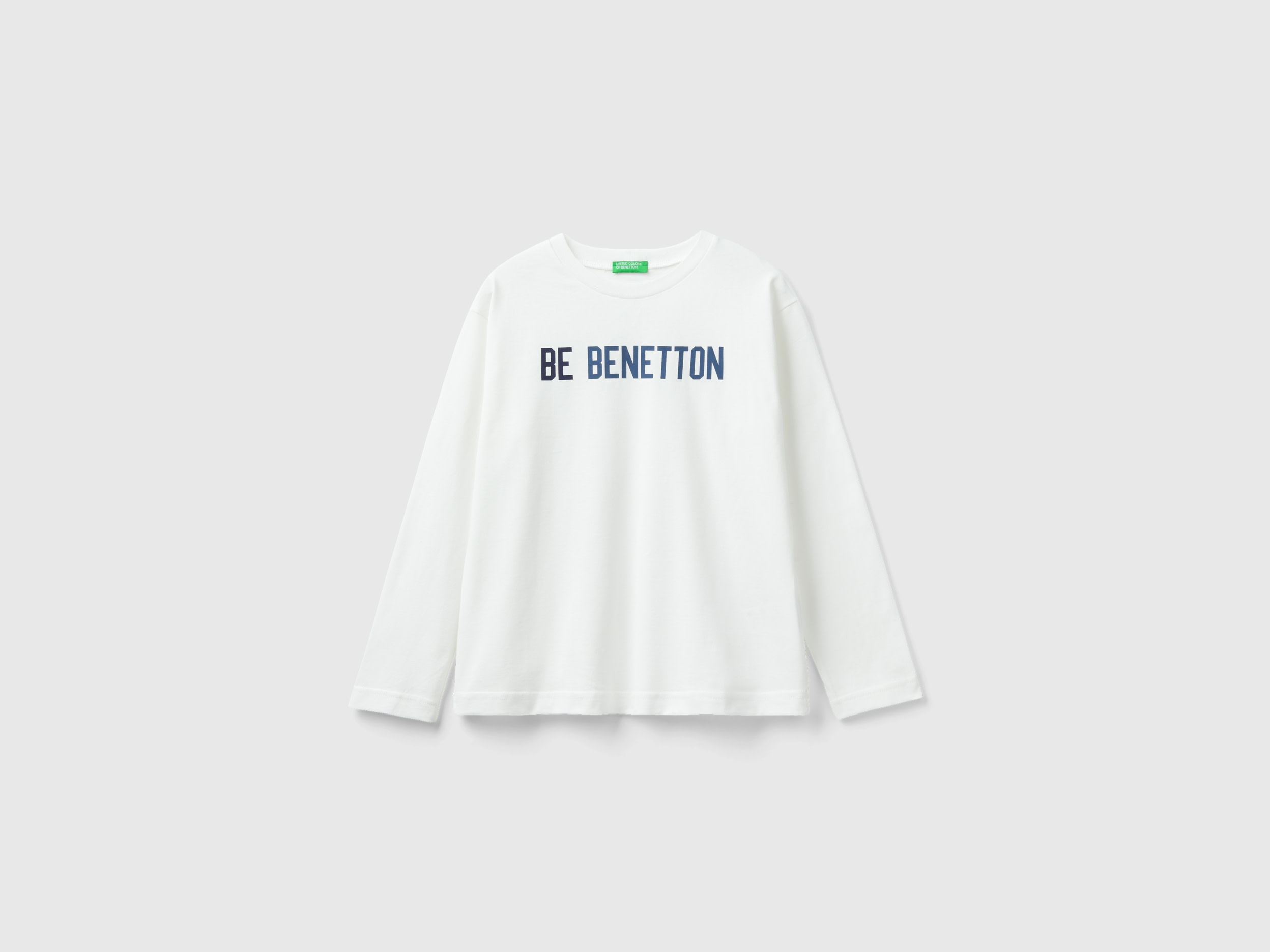 Benetton, Warm T-shirt With Logo Print, size M, White, Kids
