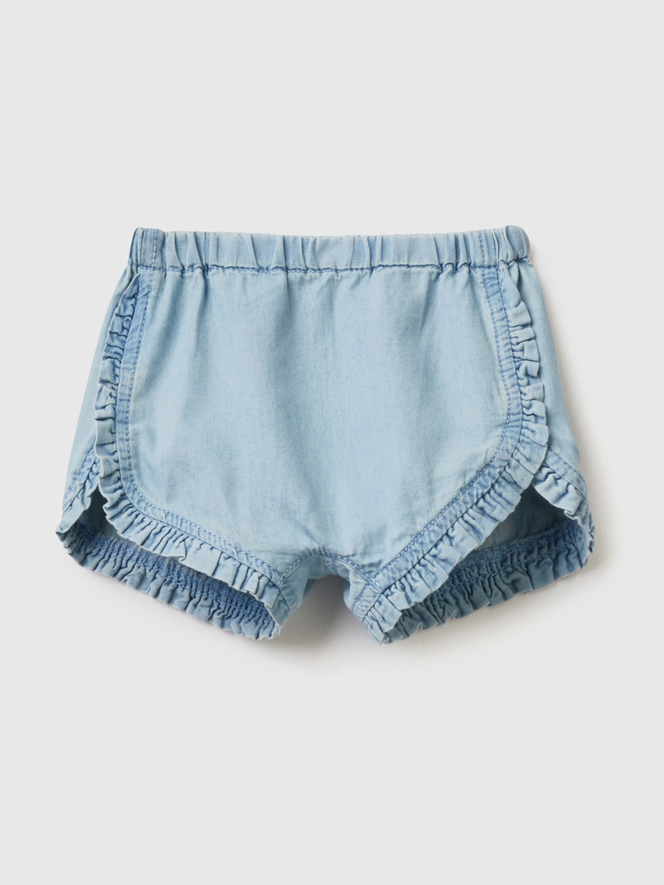 Benetton, Shorts With Rouches, Sky Blue, Kids
