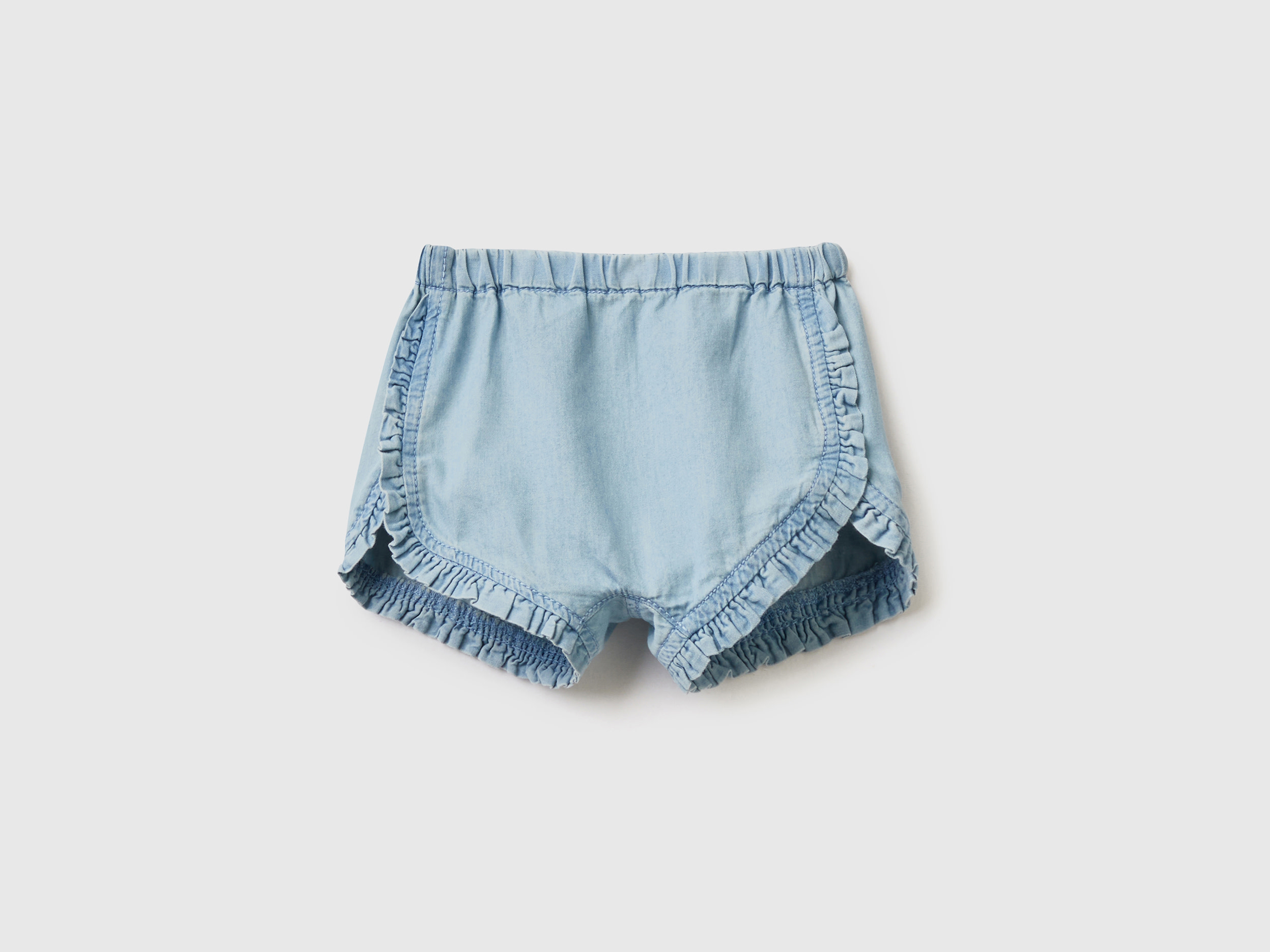 Benetton, Shorts With Rouches, size 6-9, Sky Blue, Kids
