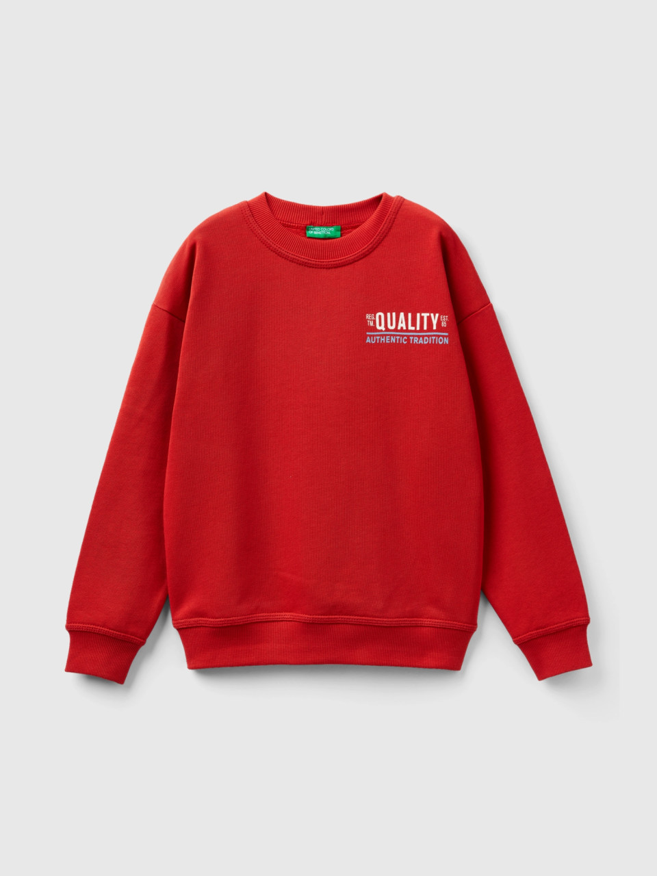 Benetton, Oversized Sweatshirt With Print, Red, Kids