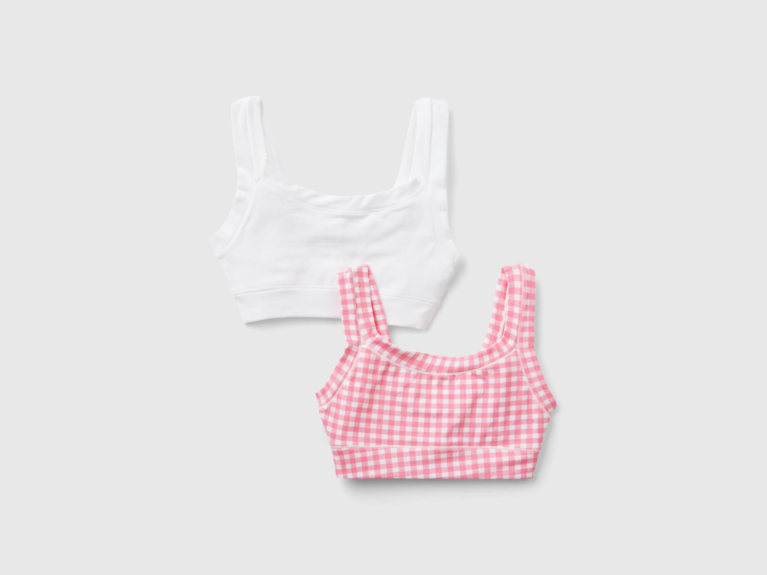 Image of Benetton, Two Bras In Super Stretch Organic Cotton, size L-XL, Multi-color, Kids