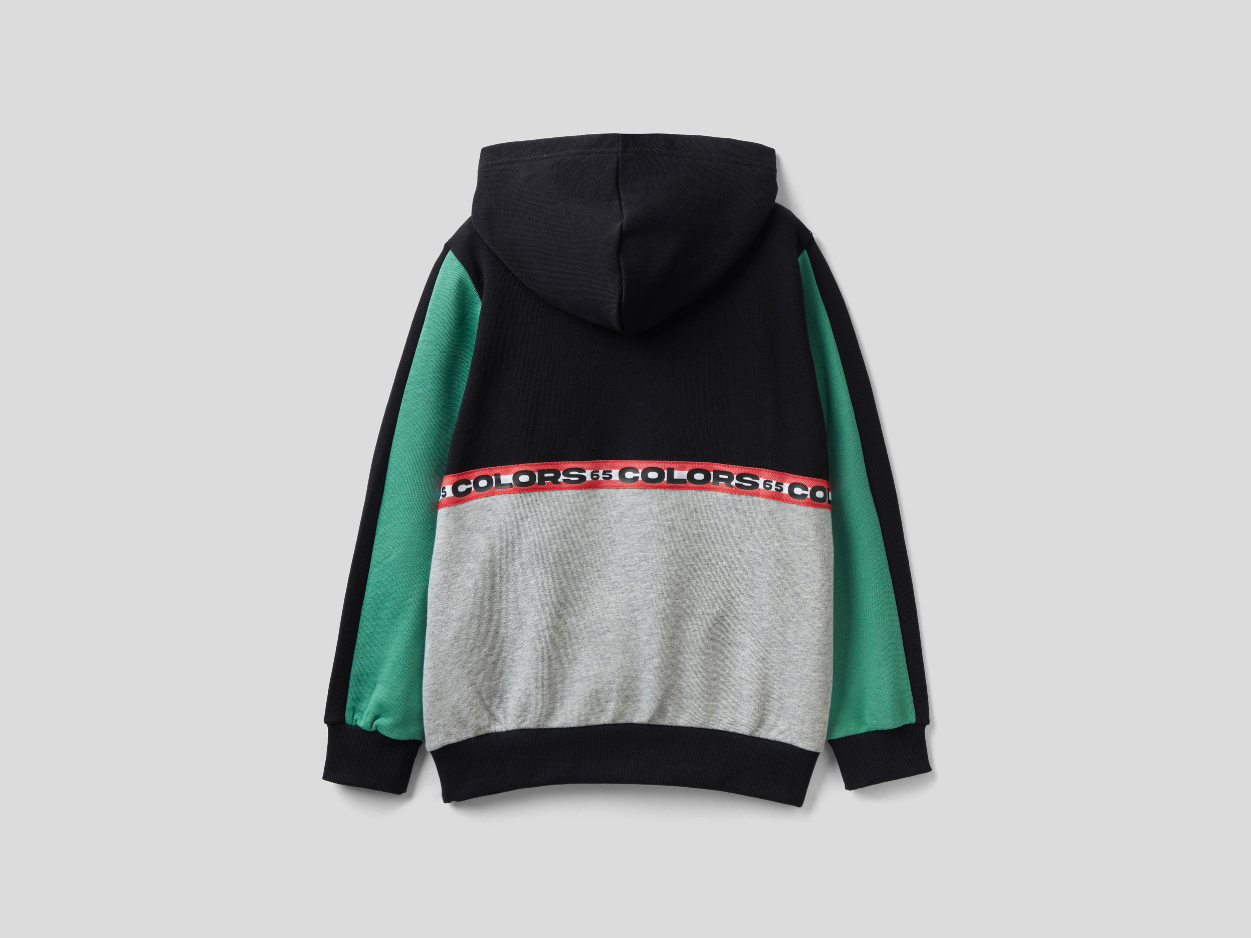 benetton, color block hoodie, taglia 2xl, black, kids