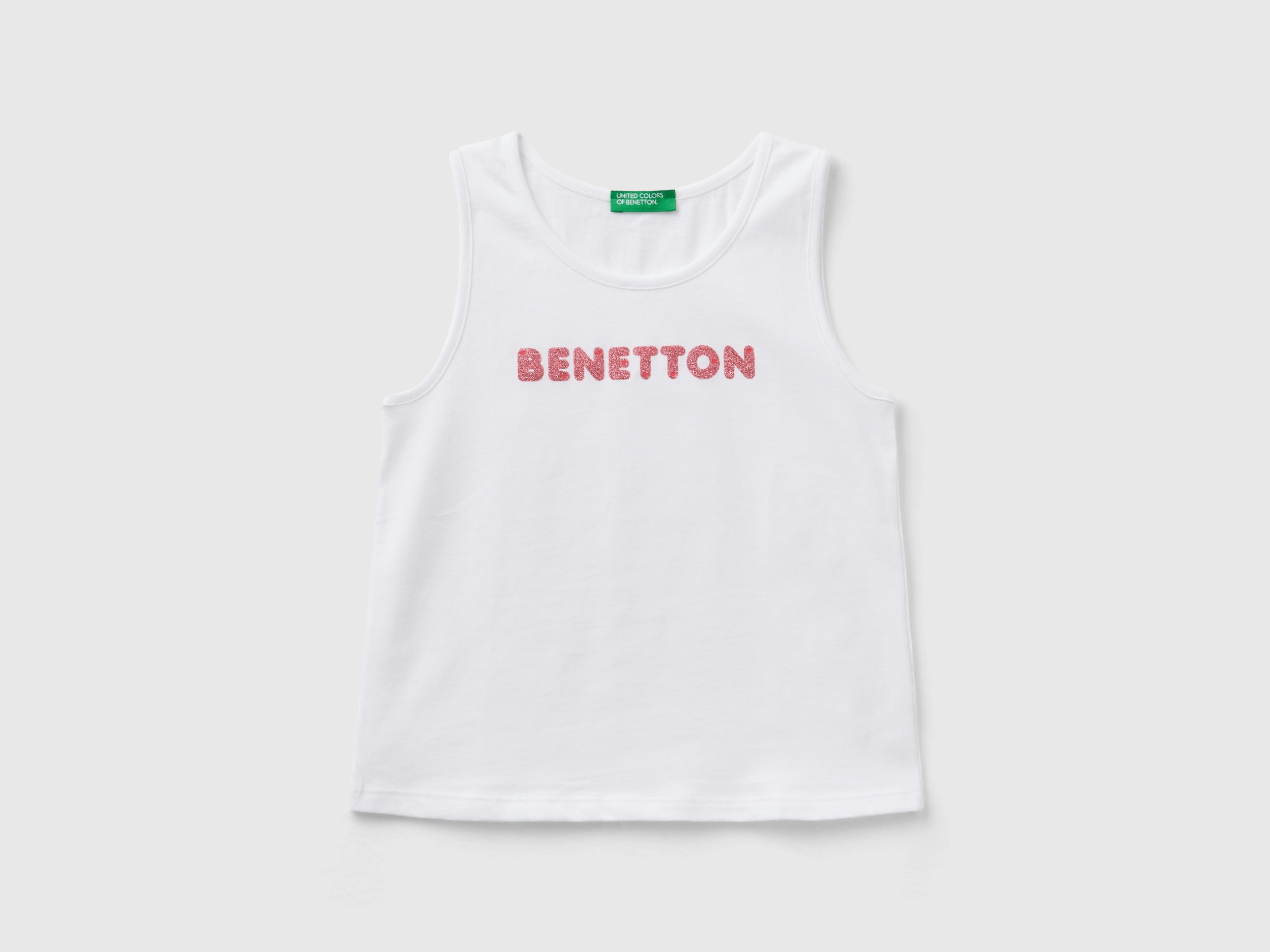 Image of Benetton, Tank Top In Organic Cotton, size 116, White, Kids