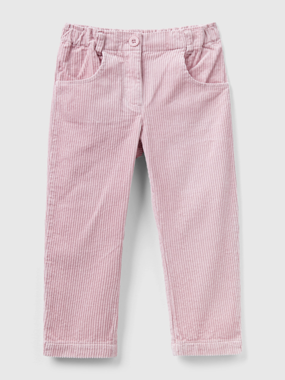 Benetton, Corduroy Trousers With Elastic, Pink, Kids