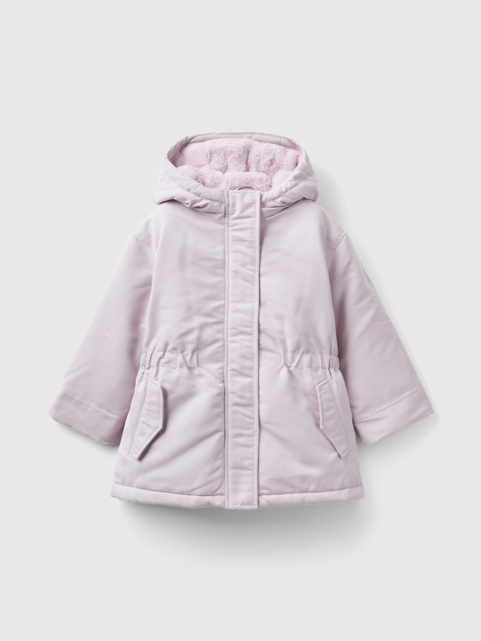 Benetton, Padded Parka With Drawstring, Pink, Kids
